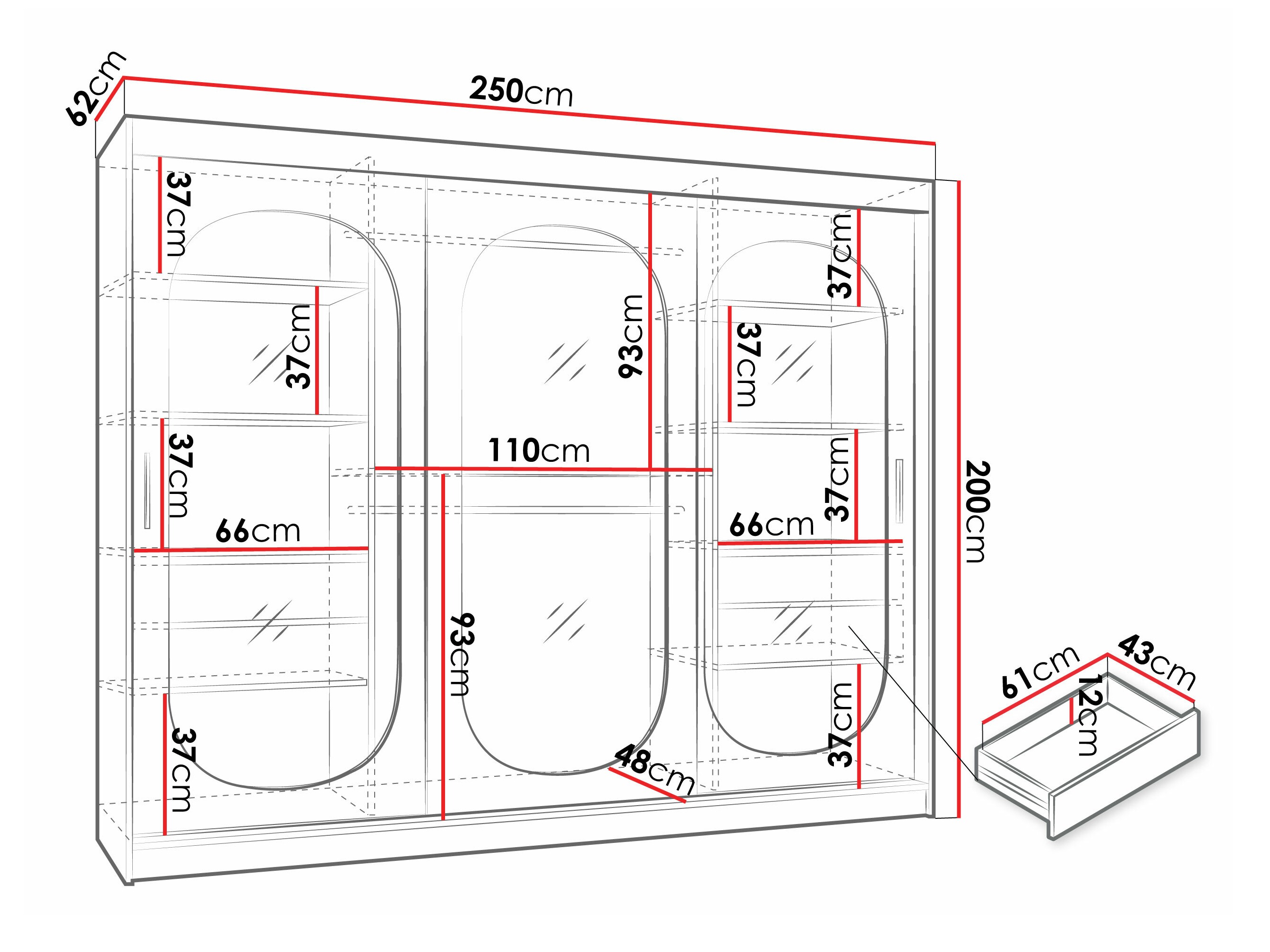 Riidekapp Hartford 522 (Must)