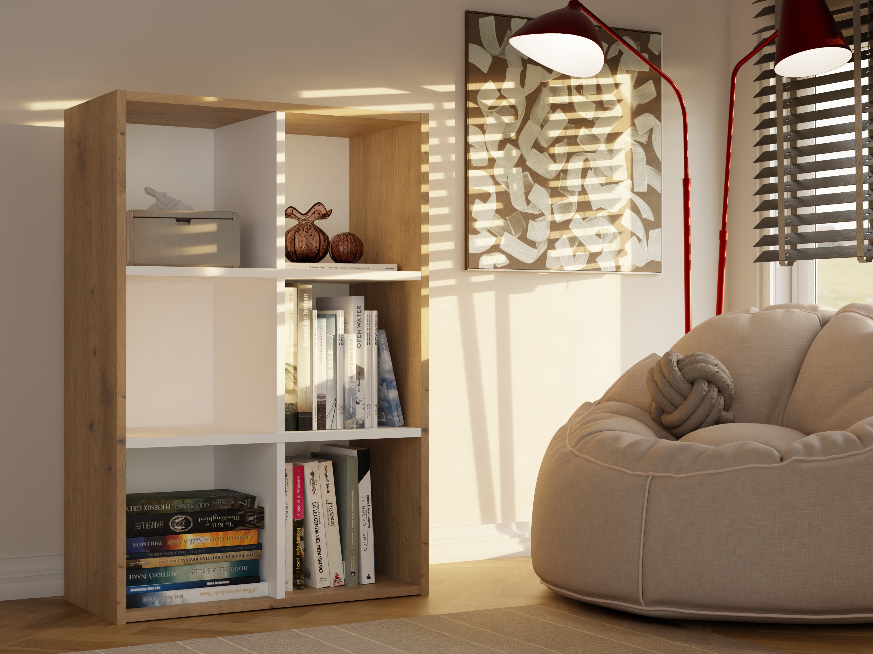 Riiul Mandeville 296 (Valge + Artisan tamm)