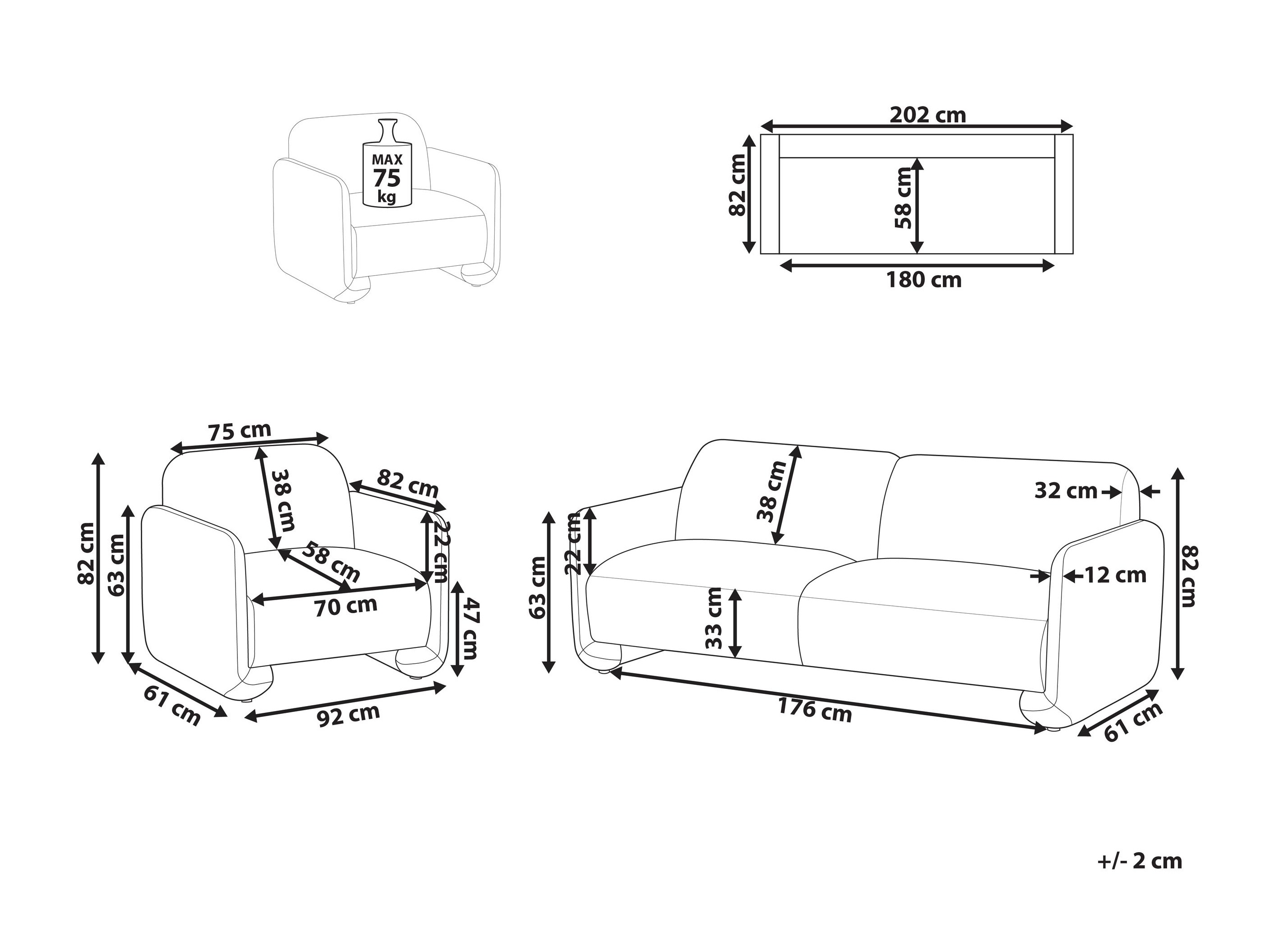 Pehme mööbli komplekt Berwyn 2703 (Valge)