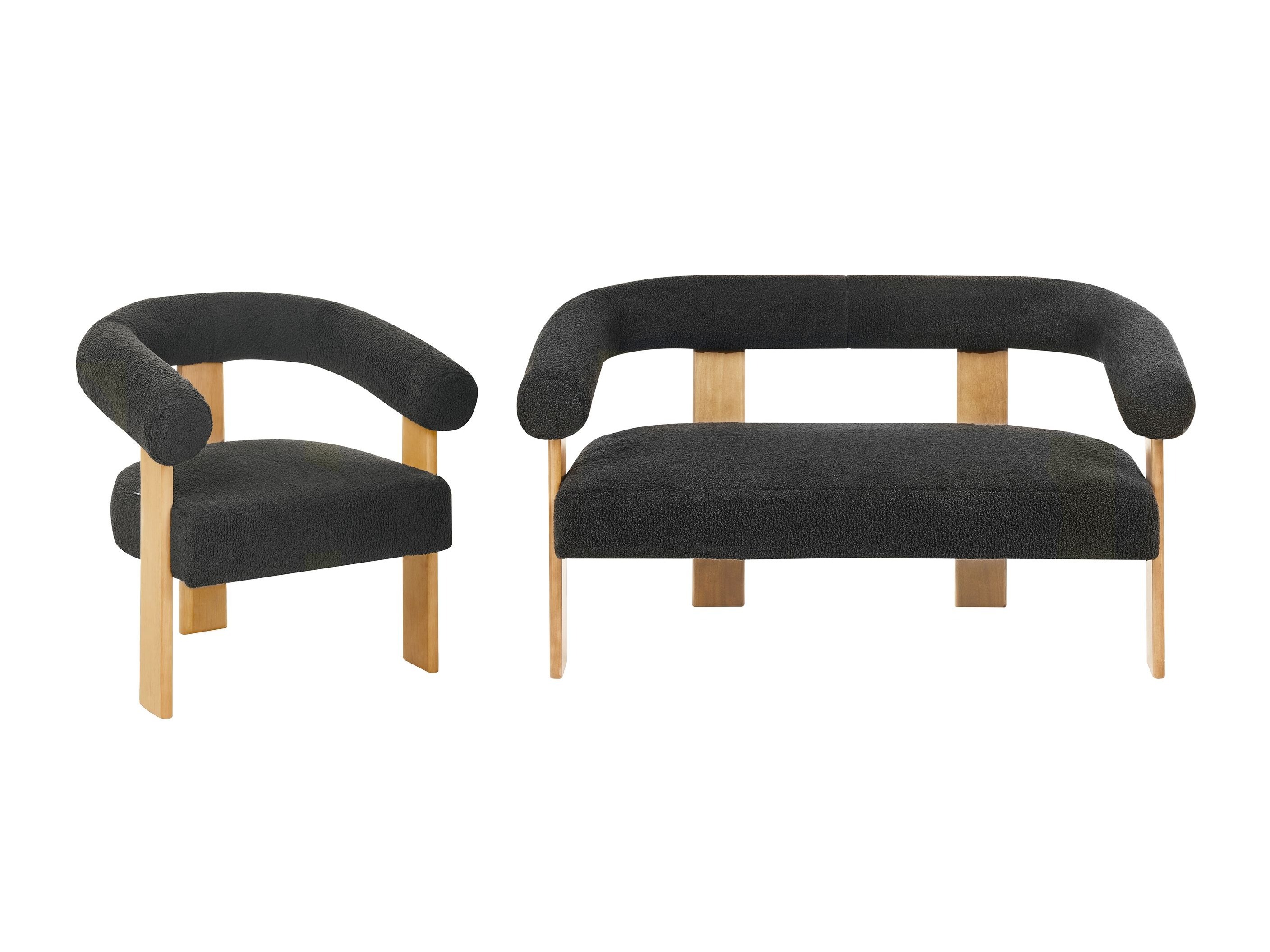 Pehme mööbli komplekt Berwyn 2710 (Must + Ere puit)