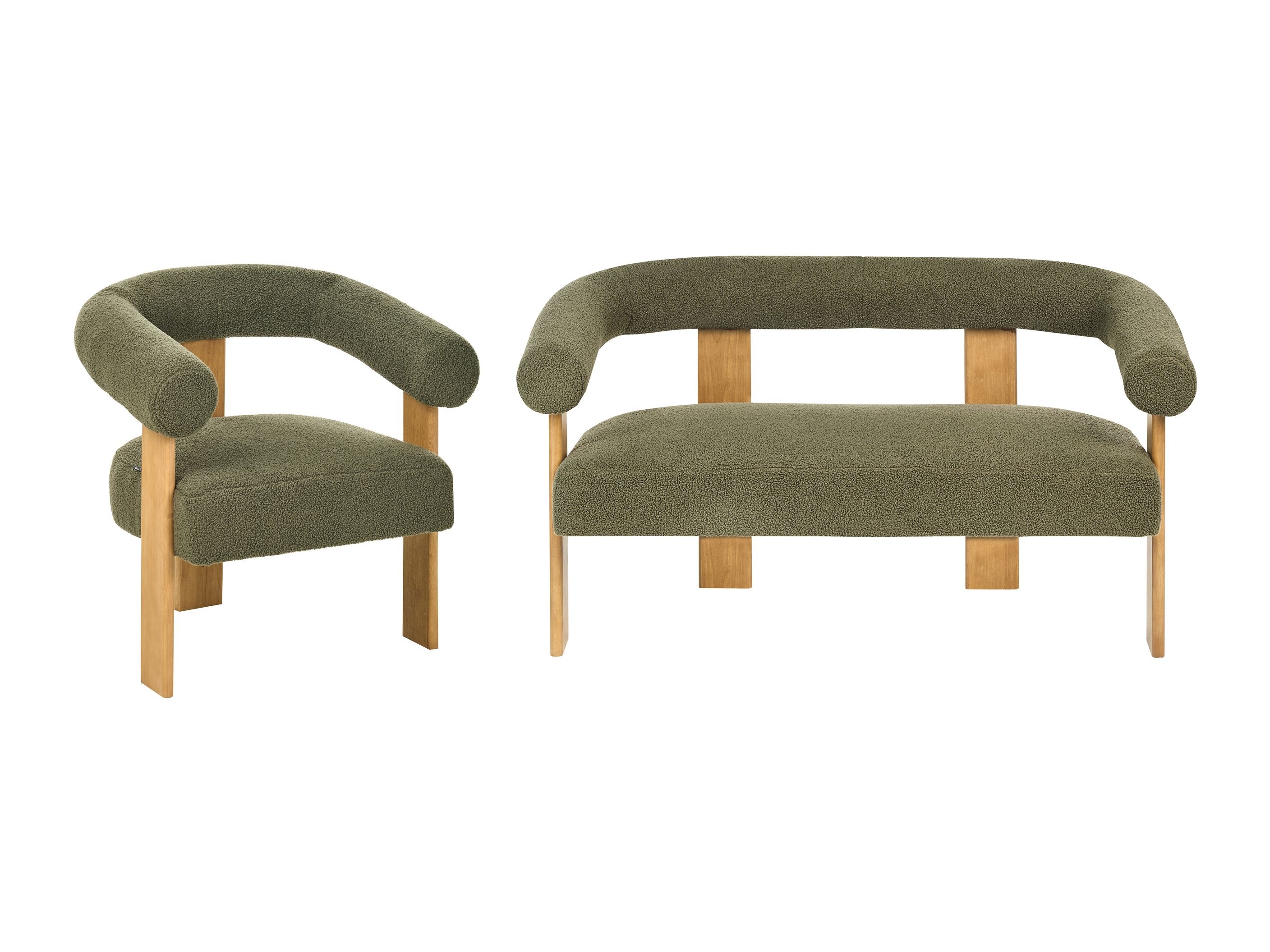 Pehme mööbli komplekt Berwyn 2710 (Roheline + Ere puit)