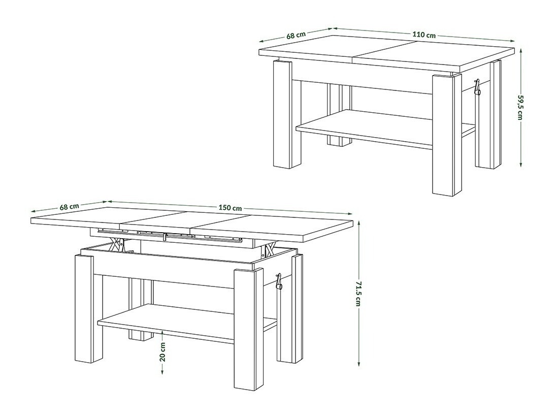 Transformer diivanilaud Glendale 100 (Käsitöö kuldne tamm)