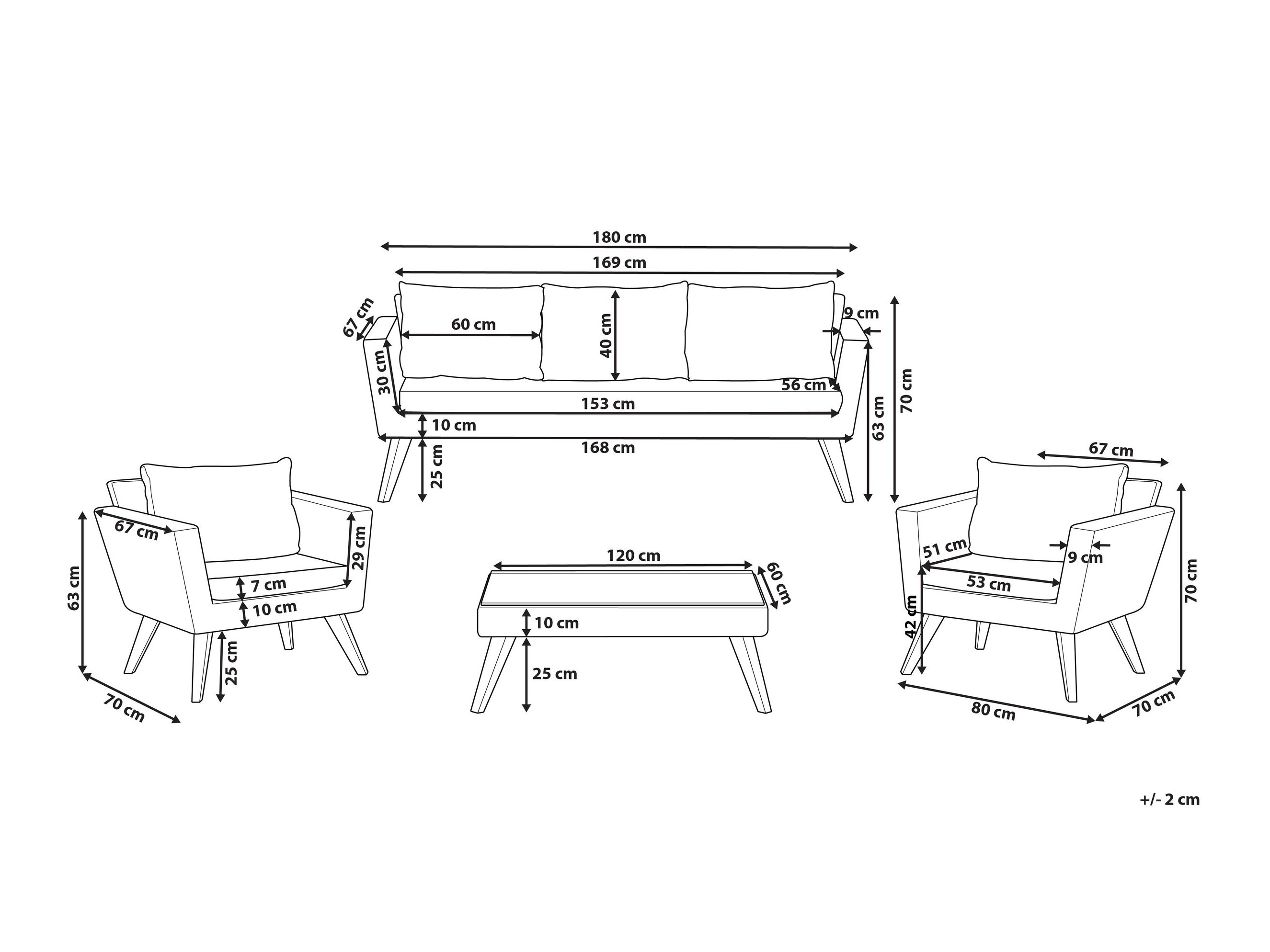Aiamööblikomplekt Berwyn 2712 (Helepruun + Valge)