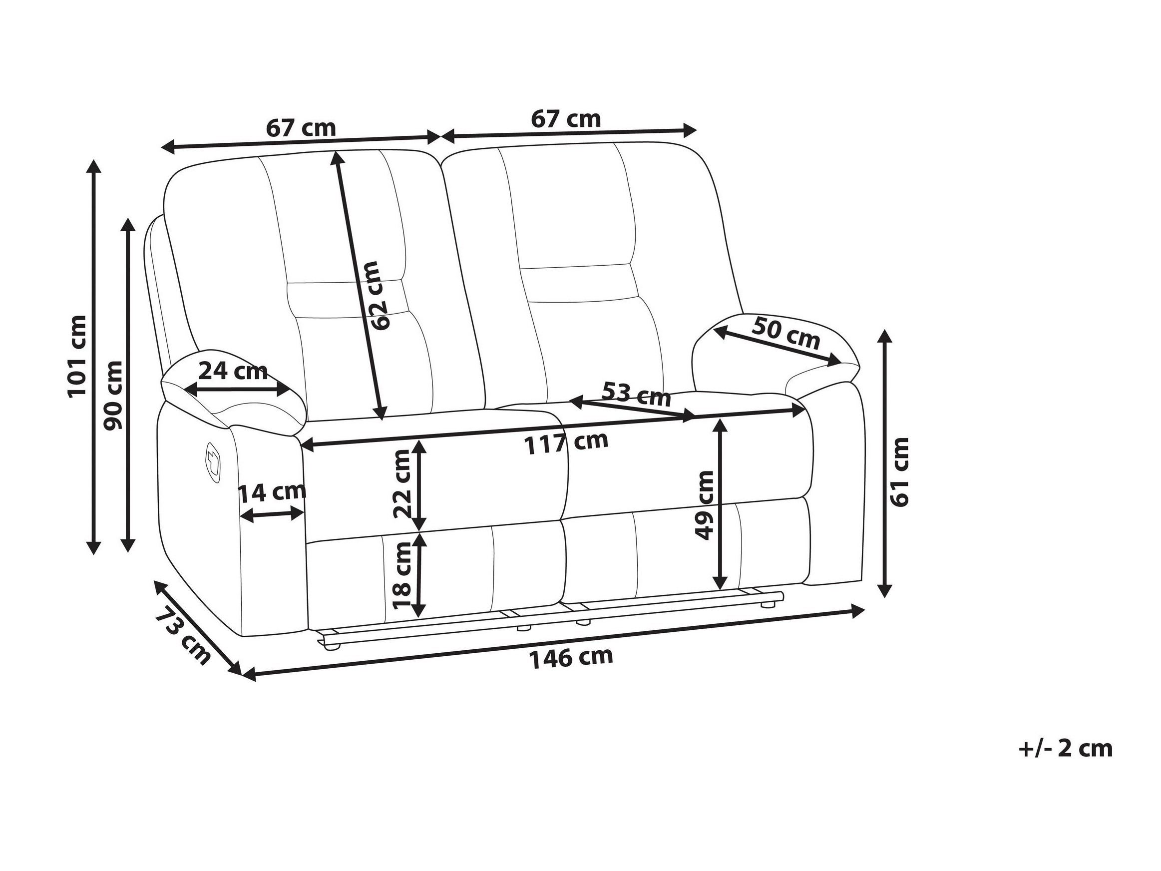 Diivan recliner Tivlira 110 (Tumehall)