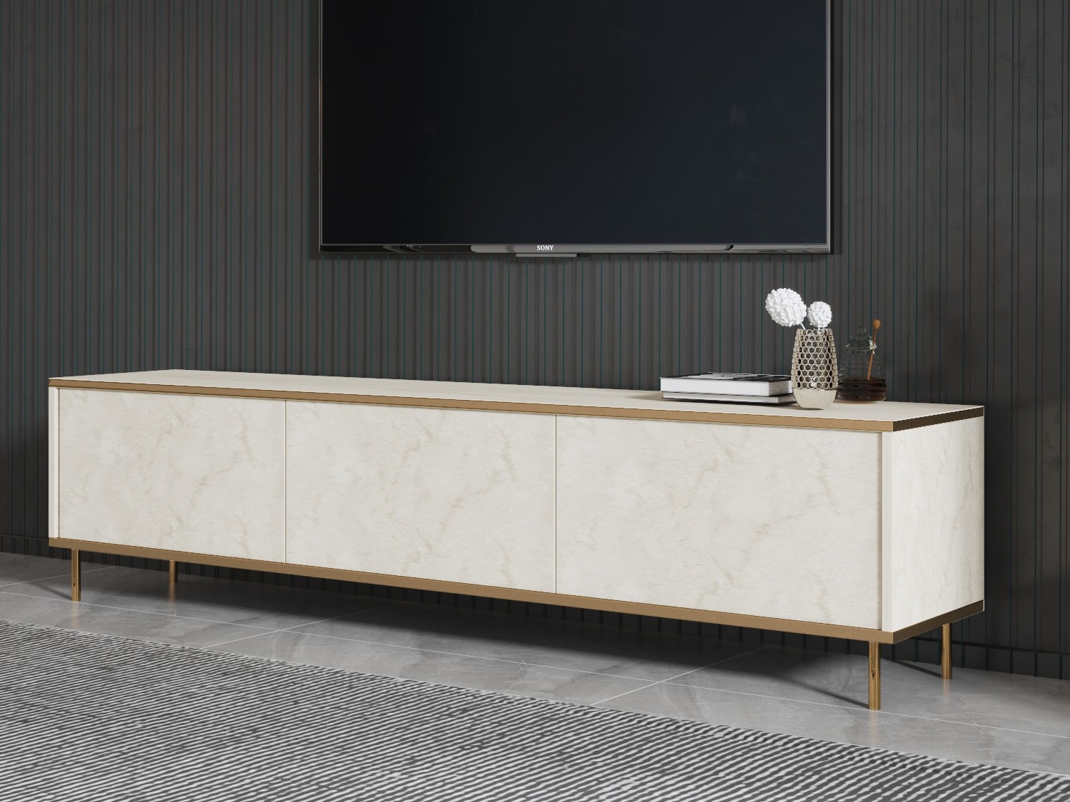 TV-alus Kailua 2573 (Valgus Travertine + Kuldne)