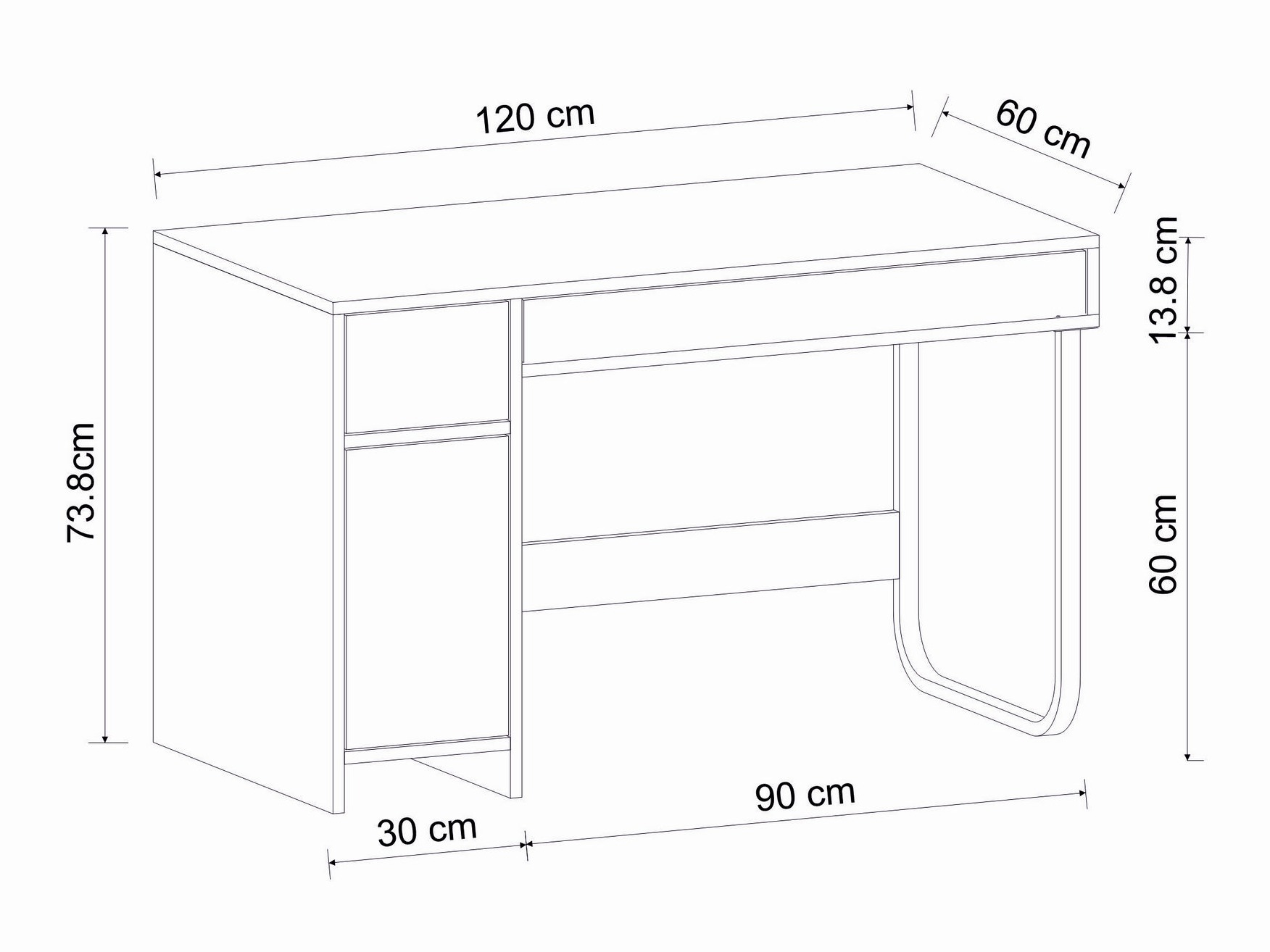Kirjutuslaud Kailua 2583 (Valge)
