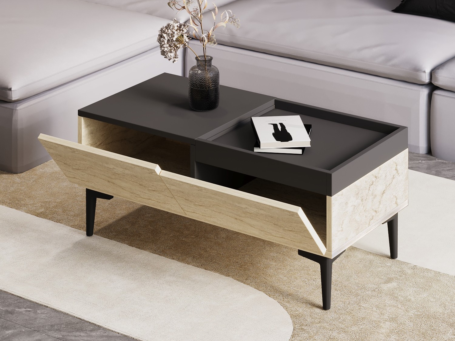 Diivanilaud Kailua 2586 (Valgus Travertine + Antratsiit)