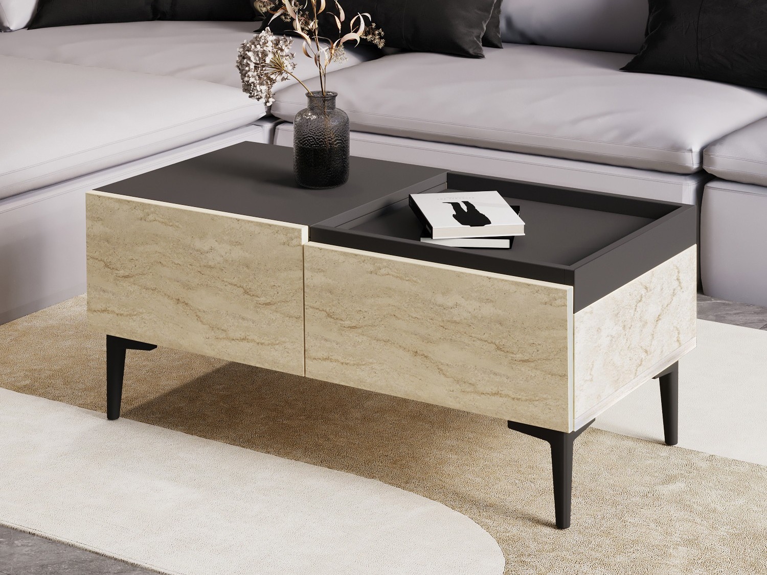 Diivanilaud Kailua 2586 (Valgus Travertine + Antratsiit)