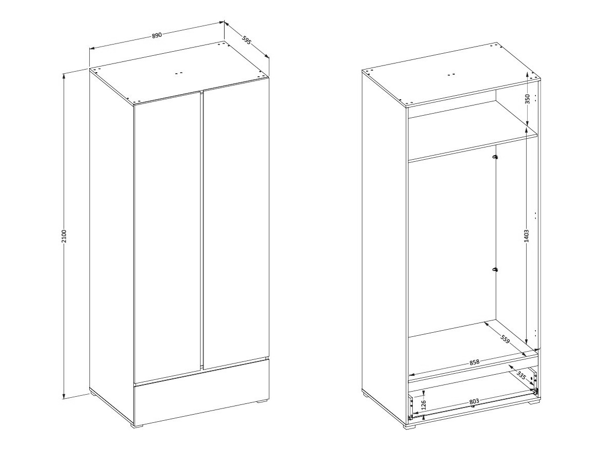 Riidekapp Alfere 118 (Valge)