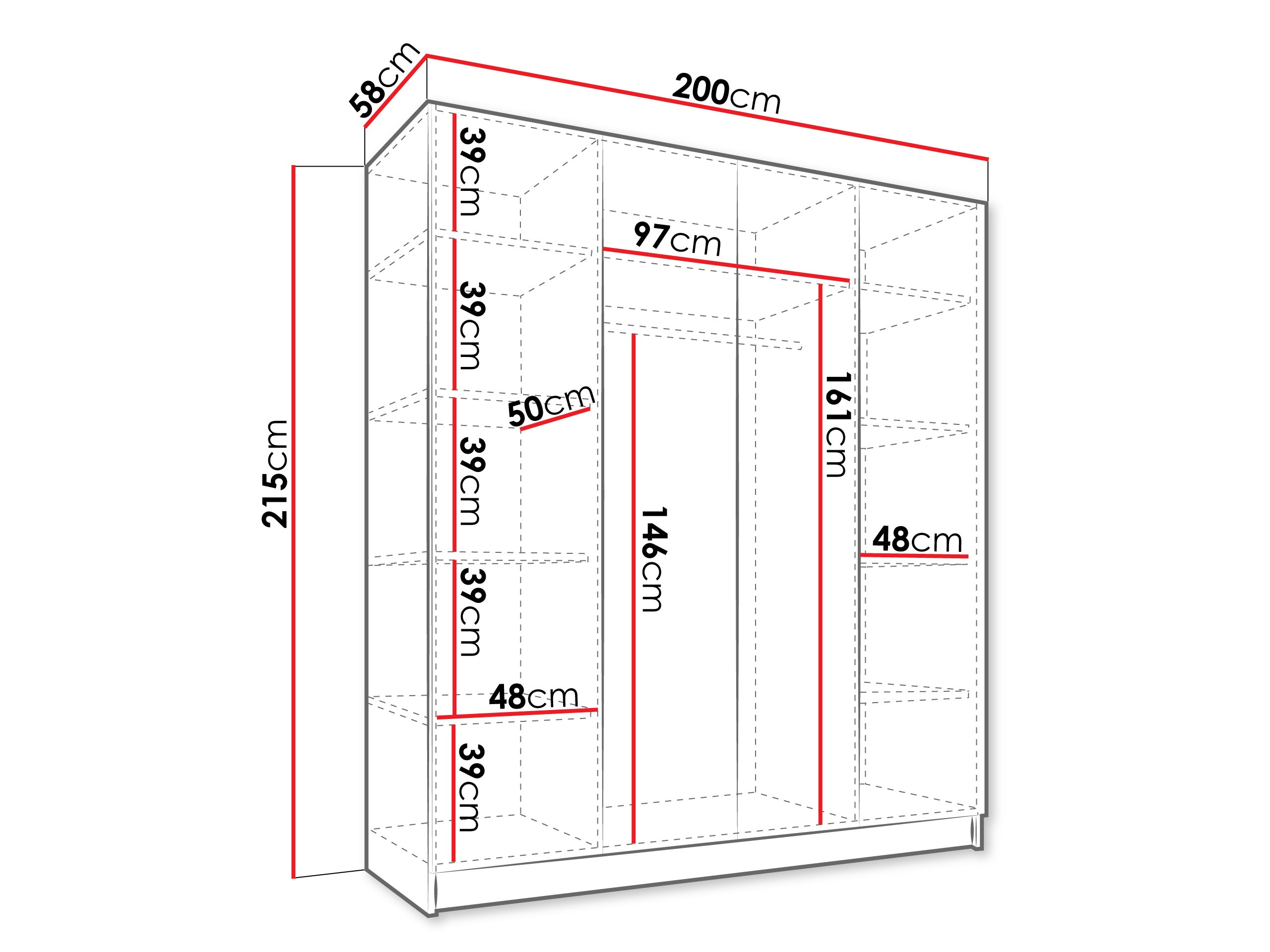 Riidekapp Atlanta 176 (Must)
