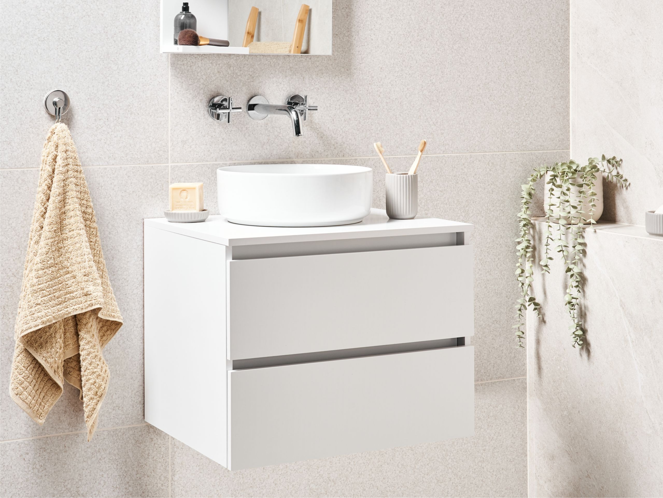 Vannitoa põrandakapp kraanikausile Berwyn 2719 (Valge)