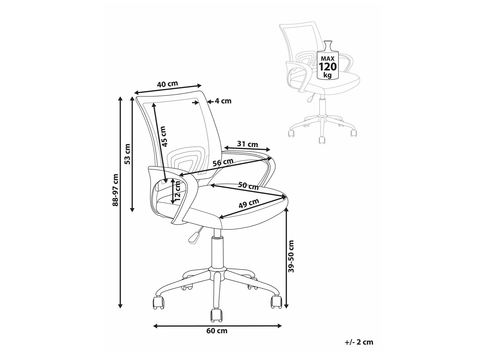 Kontoritool Berwyn 2060 (Must + Valge)