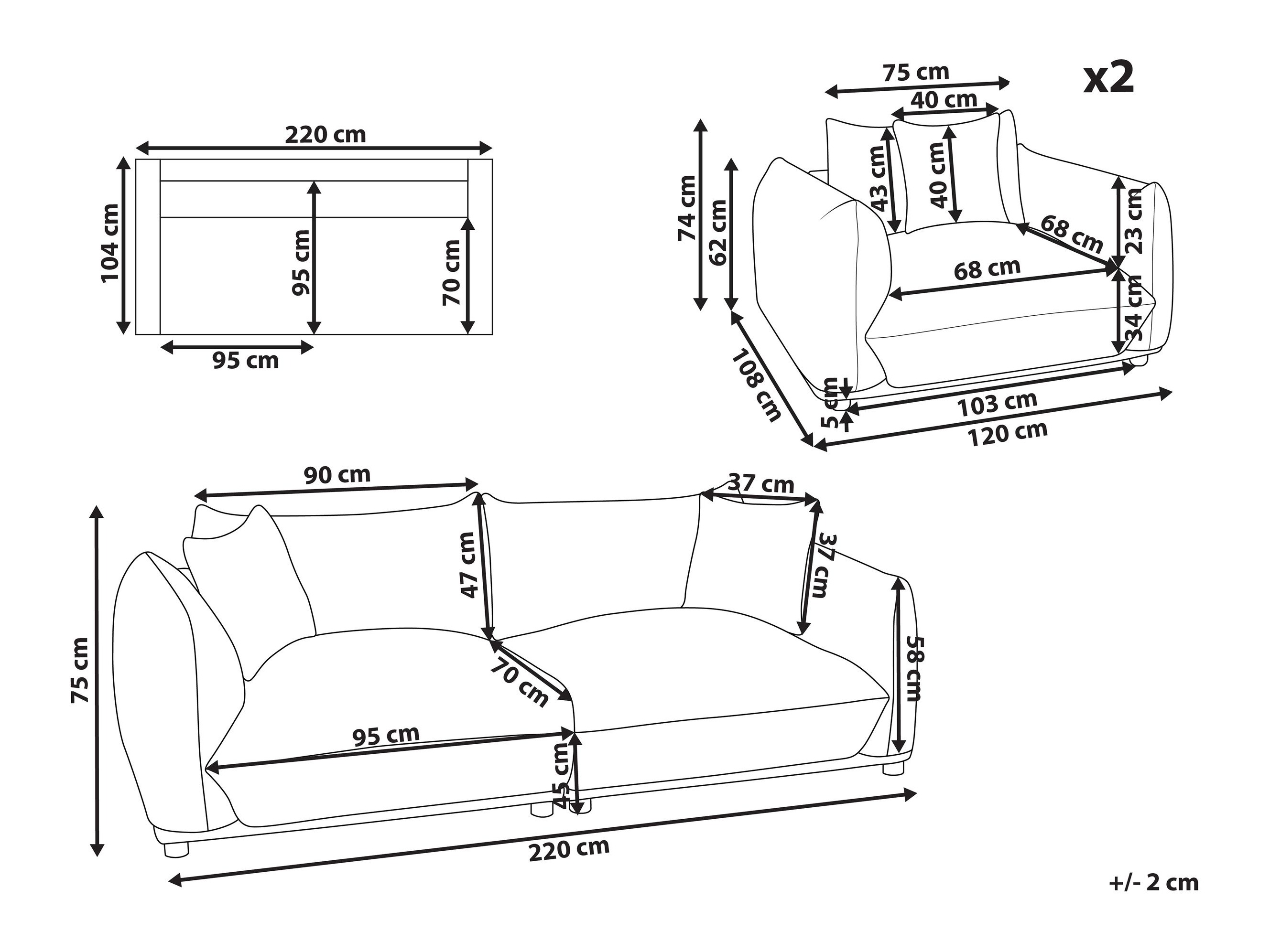 Pehme mööbli komplekt Berwyn 2724 (Oranž)