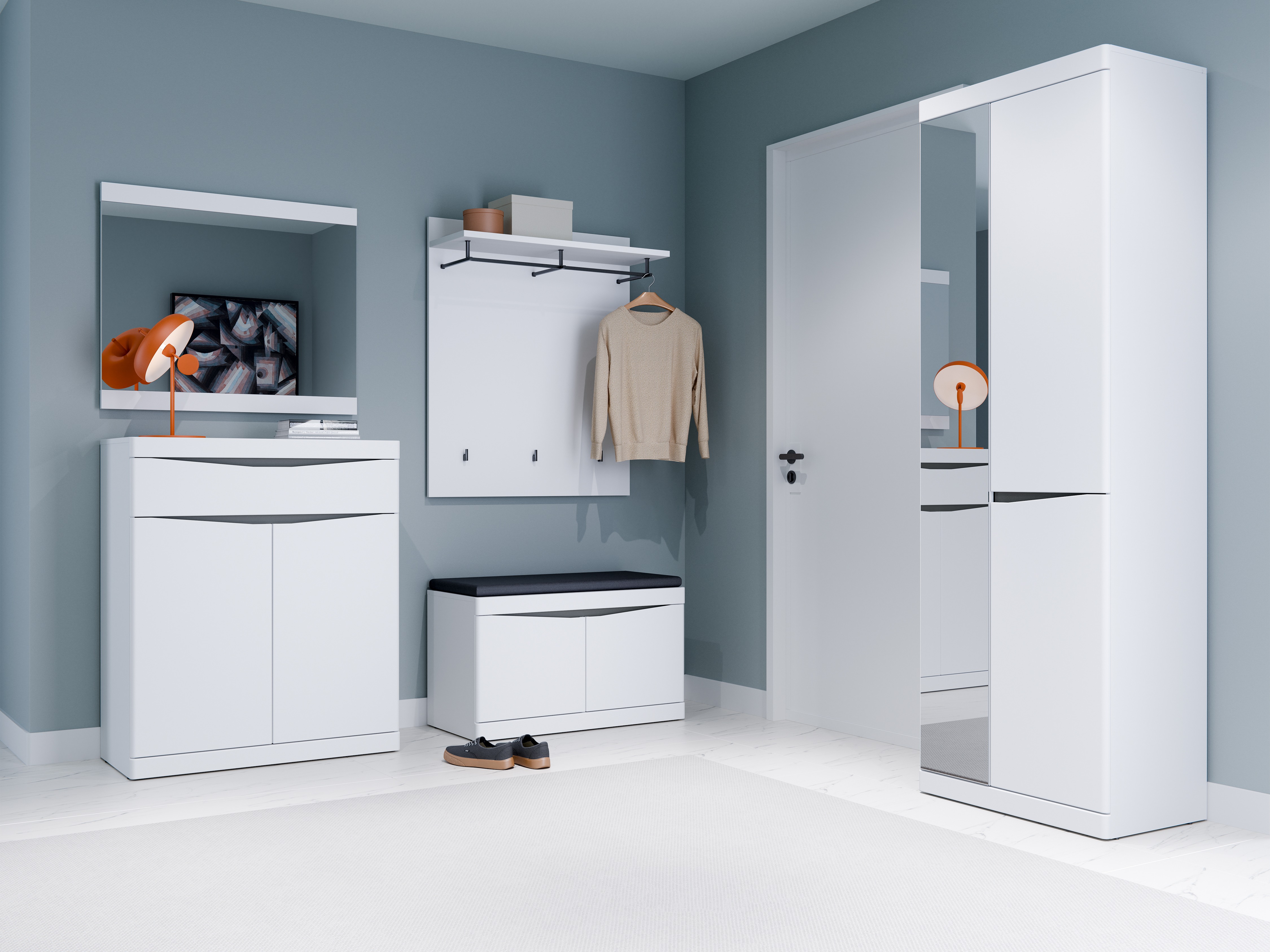 Riidekapp Venlori 139 (Valge + Grafiit)