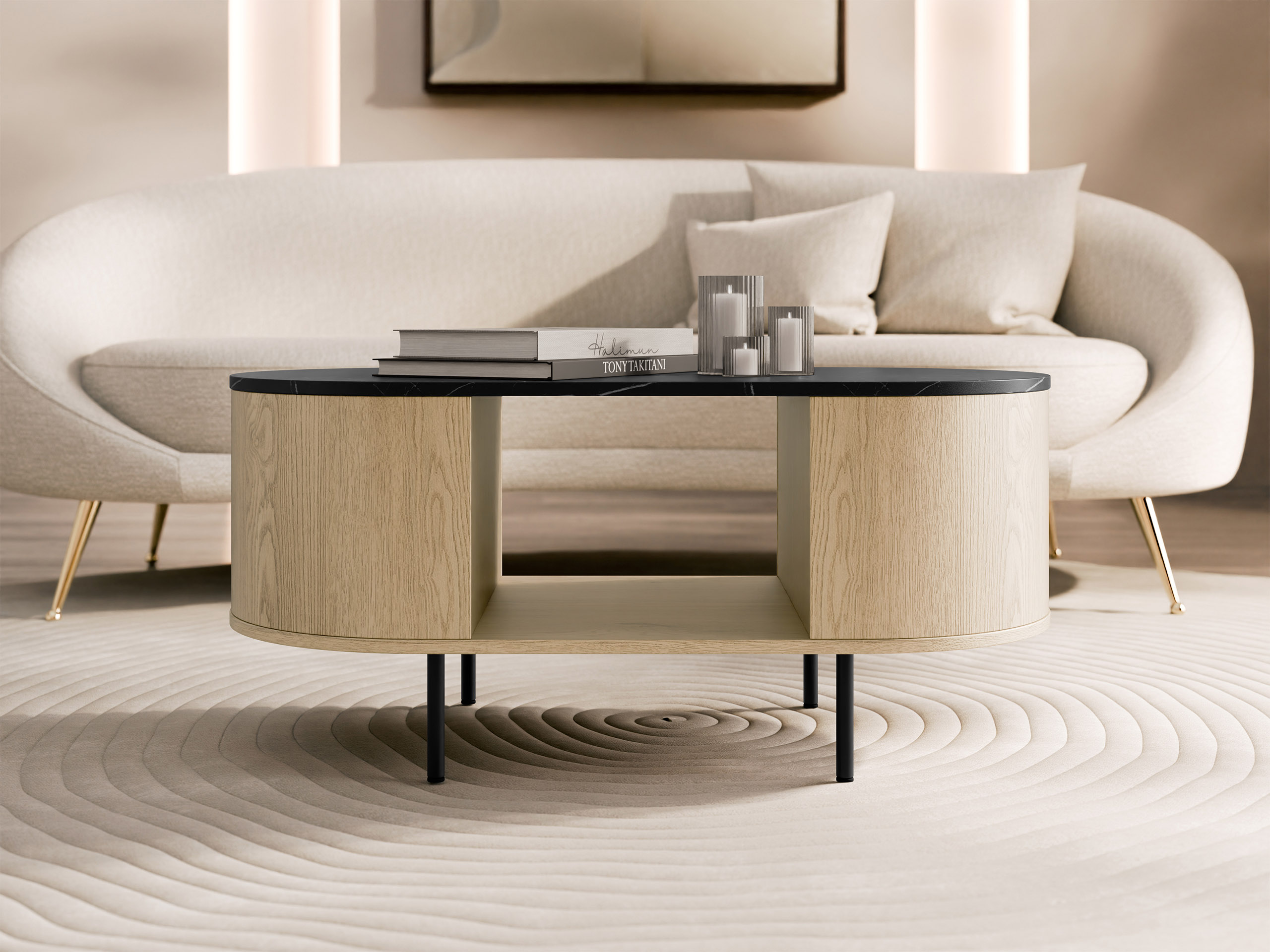 Diivanilaud Comfivo Livtena (Must marmor + Must)