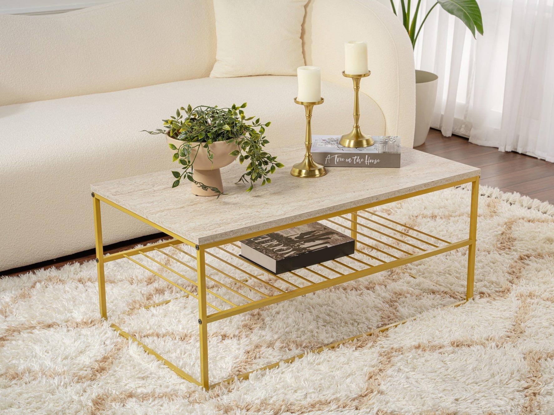 Diivanilaud Kailua 517 (Hele travertiin + Kuldne)