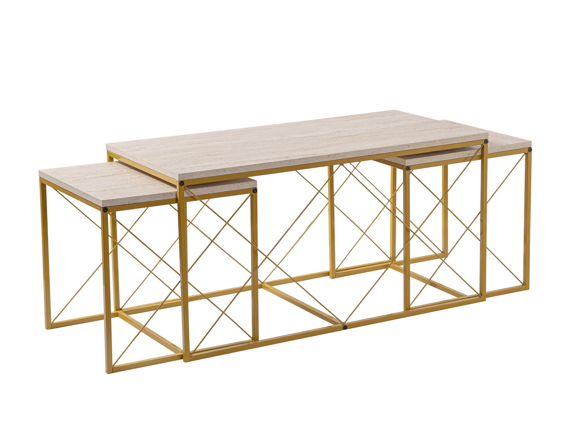 Diivanilaudade komplekt Kailua 2619 (Hele travertiin + Kuldne)