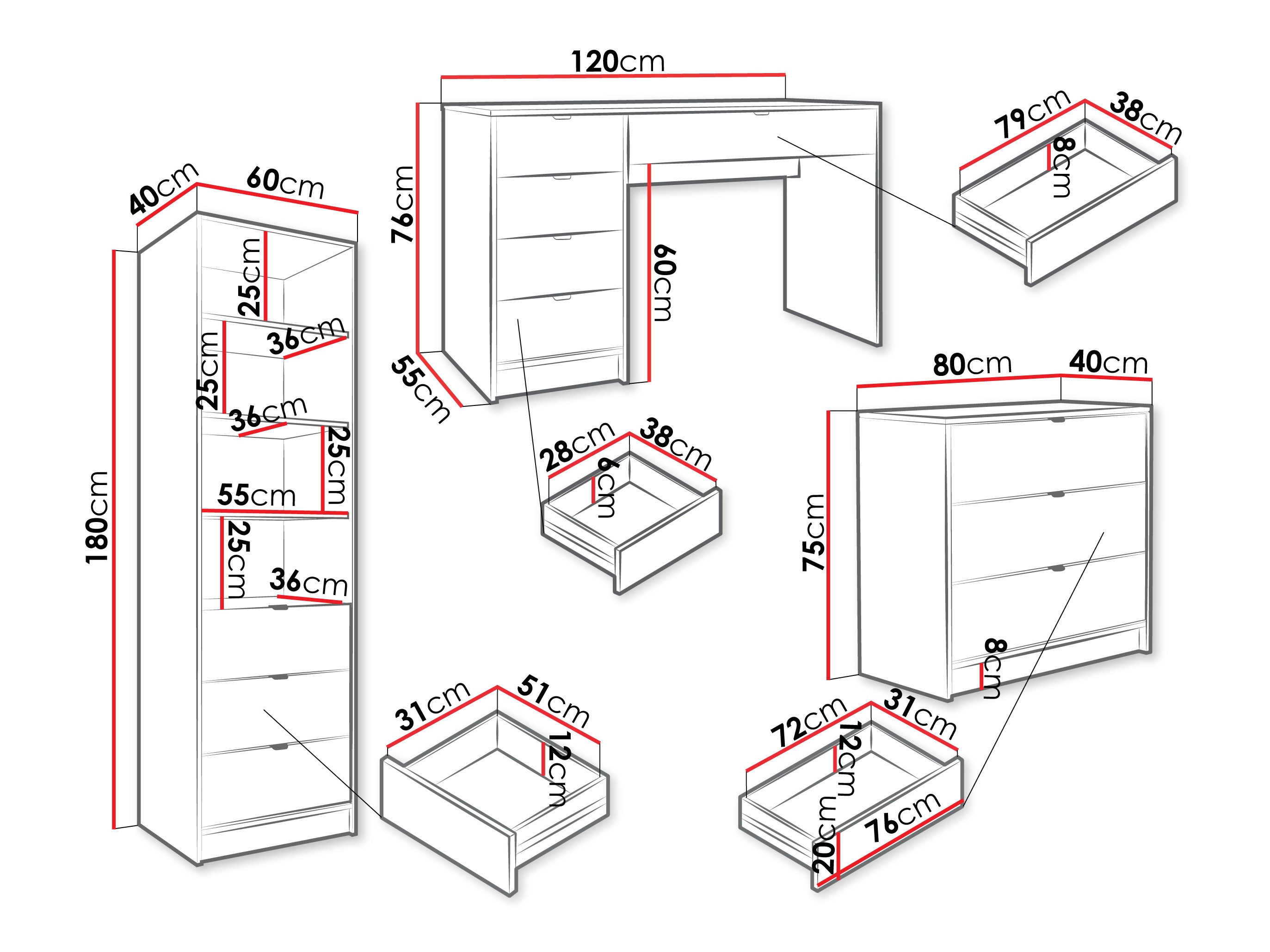 Kodukontori komplekt Comfivo Papilio V (Must)