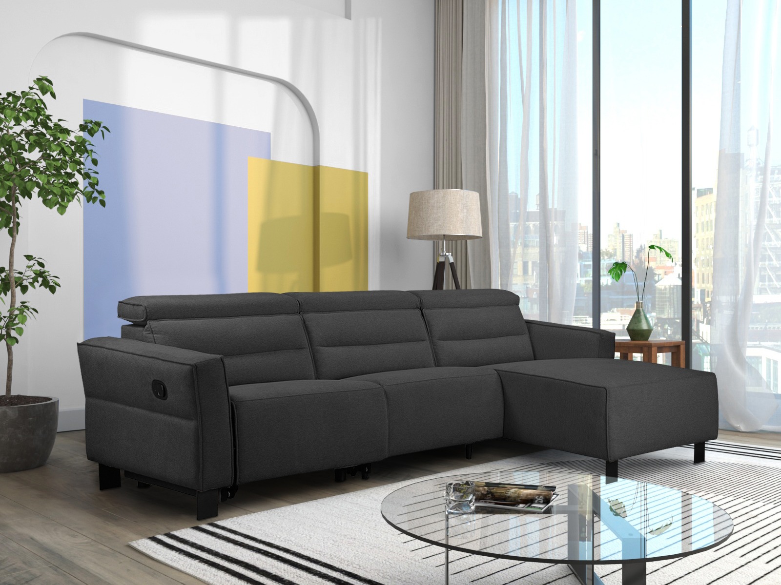 Pehme nurga recliner Denton 1487 (Antratsiit)