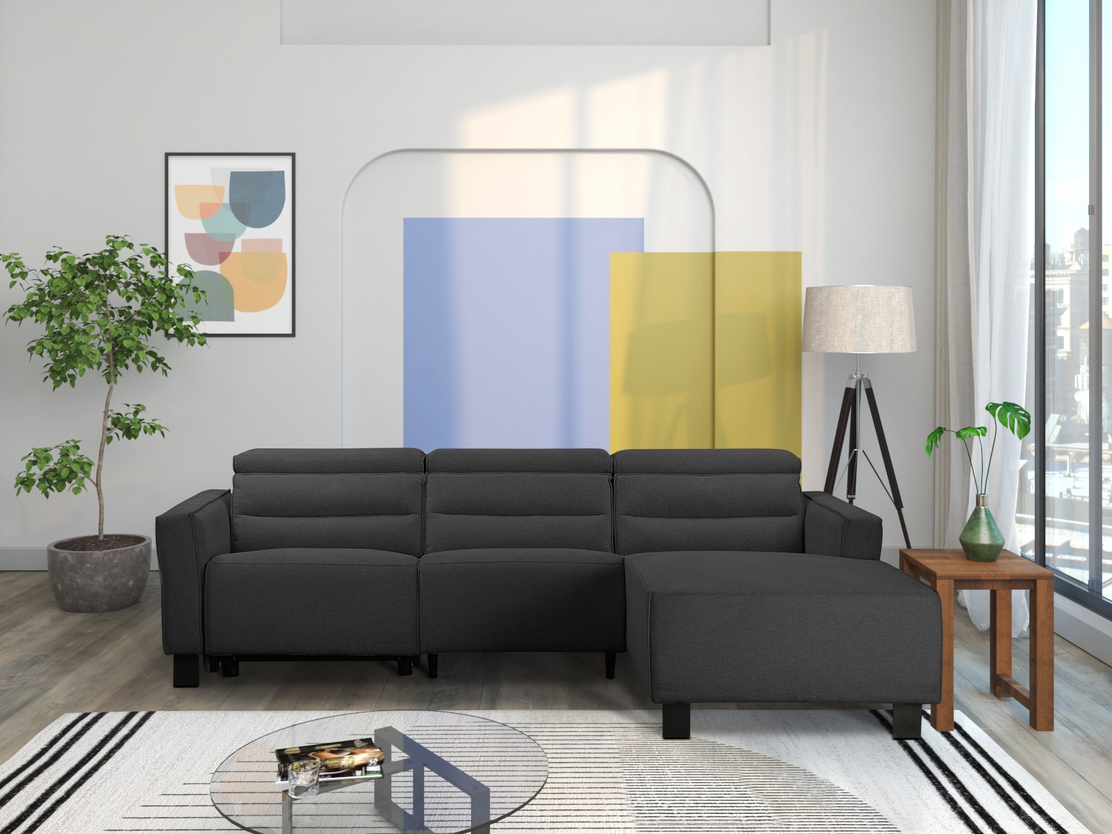 Pehme nurga recliner Denton 1487 (Antratsiit)