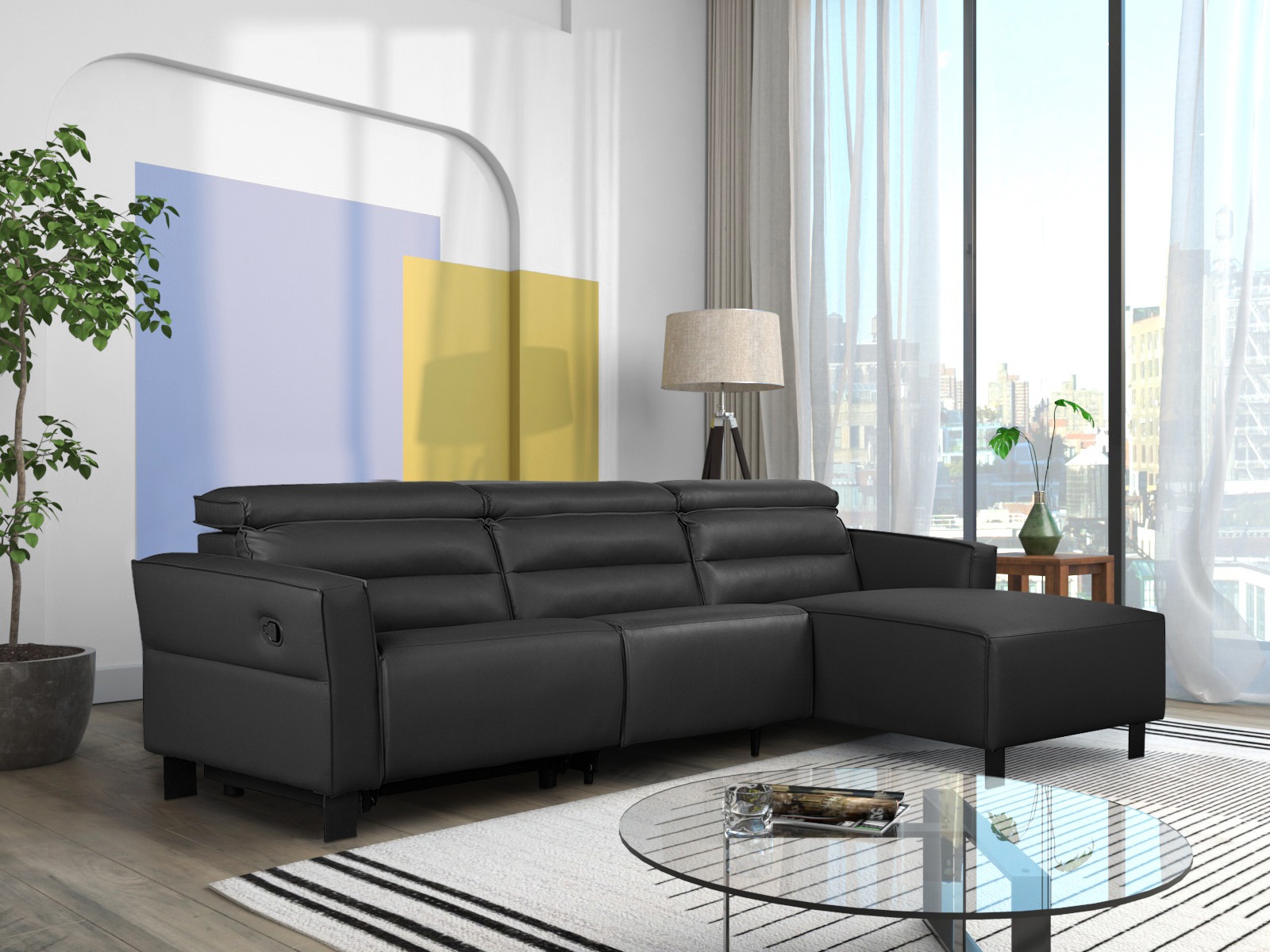 Pehme nurga recliner Denton 1487 (Must)