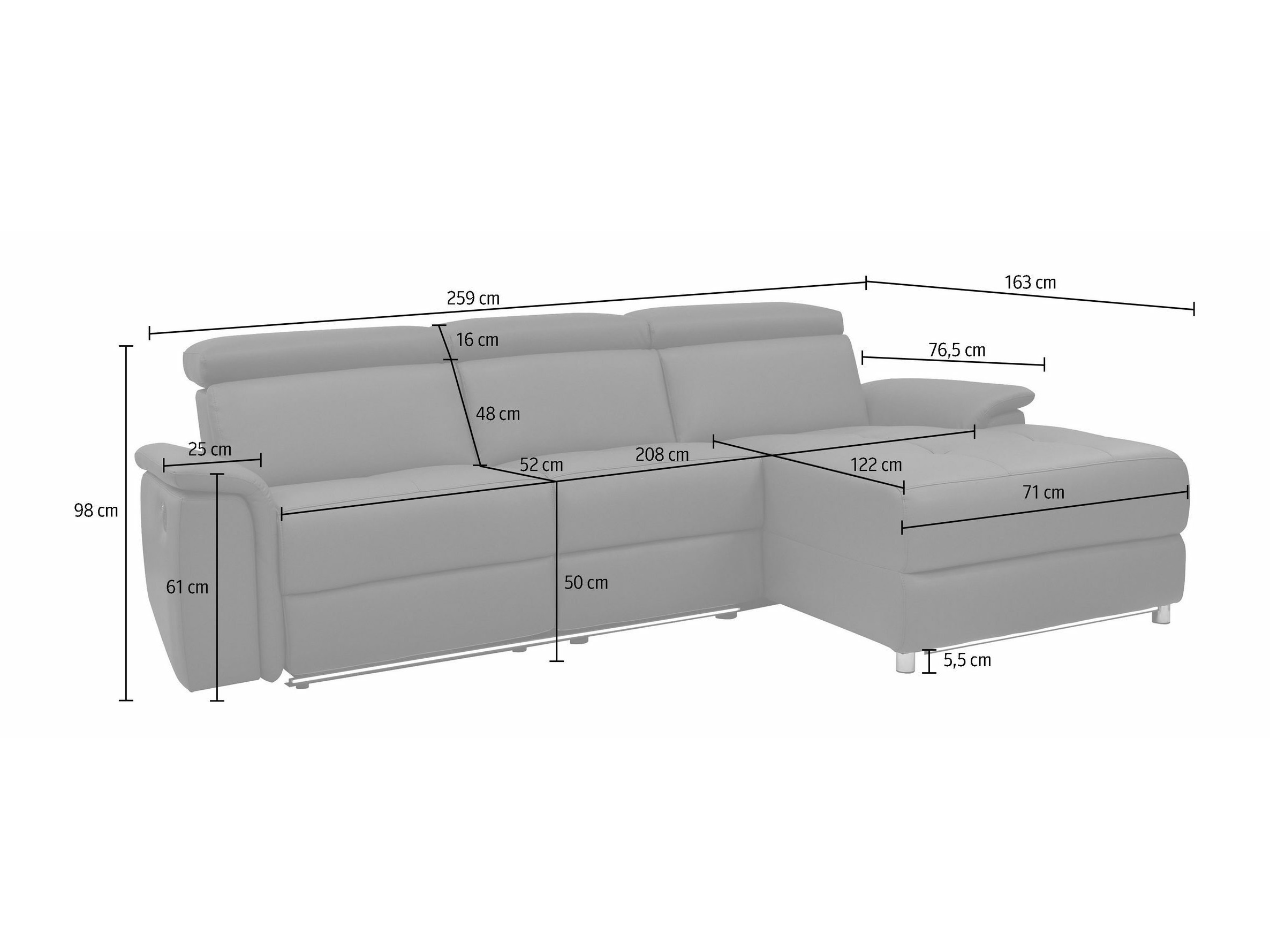 Pehme nurga recliner Beldalo 106 (Hall)
