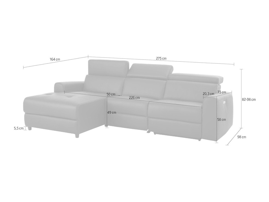 Pehme nurga recliner Denton 1490 (Antratsiit)