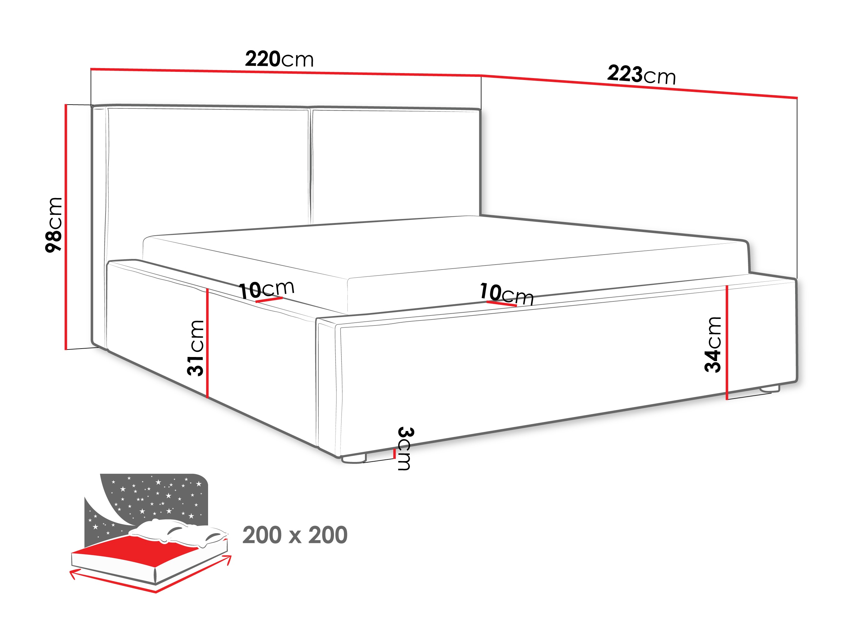 Voodi TrendyNest Pelagia (Coral 15)