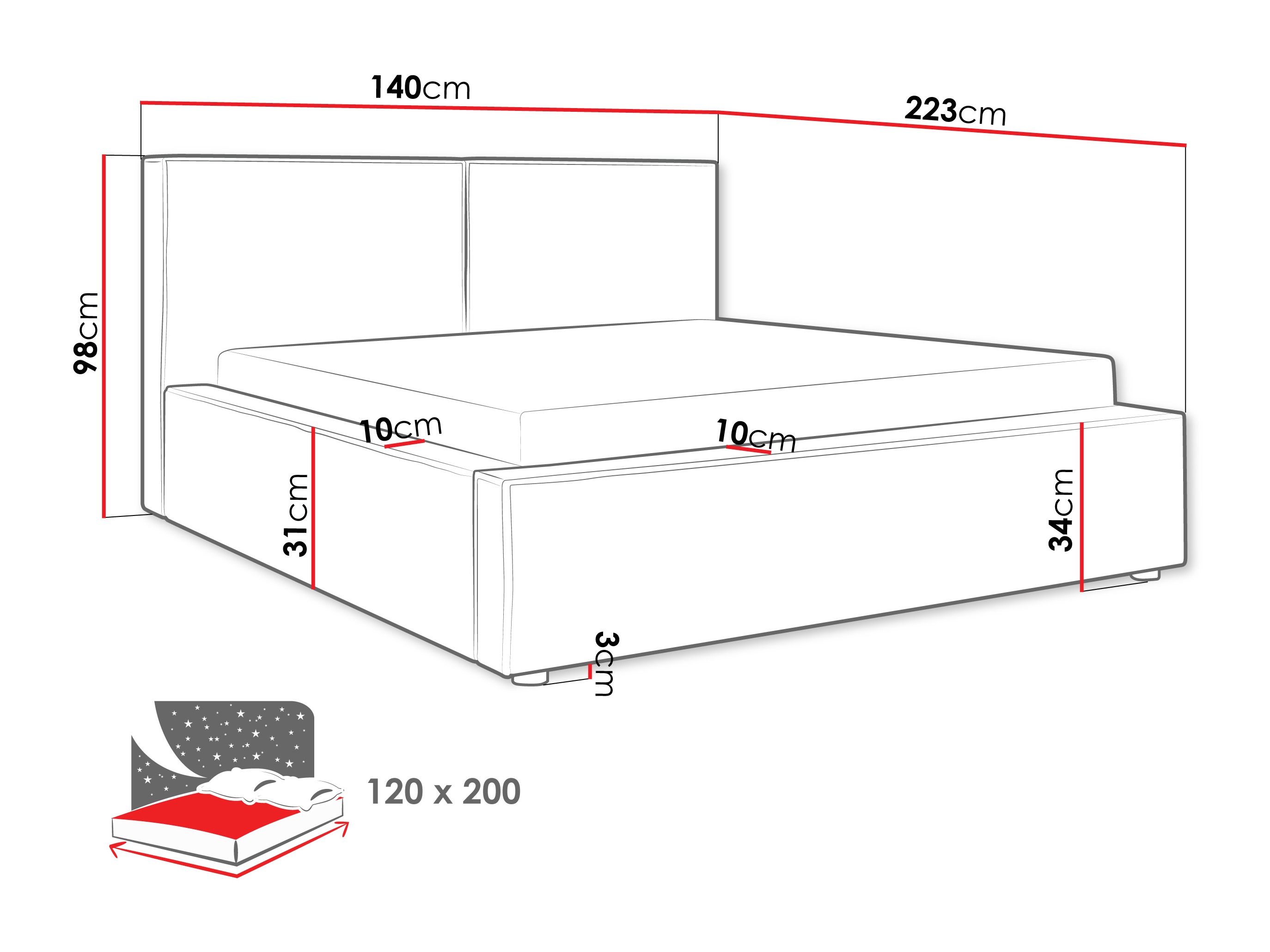 Voodi TrendyNest Pelagia (Coral 45)