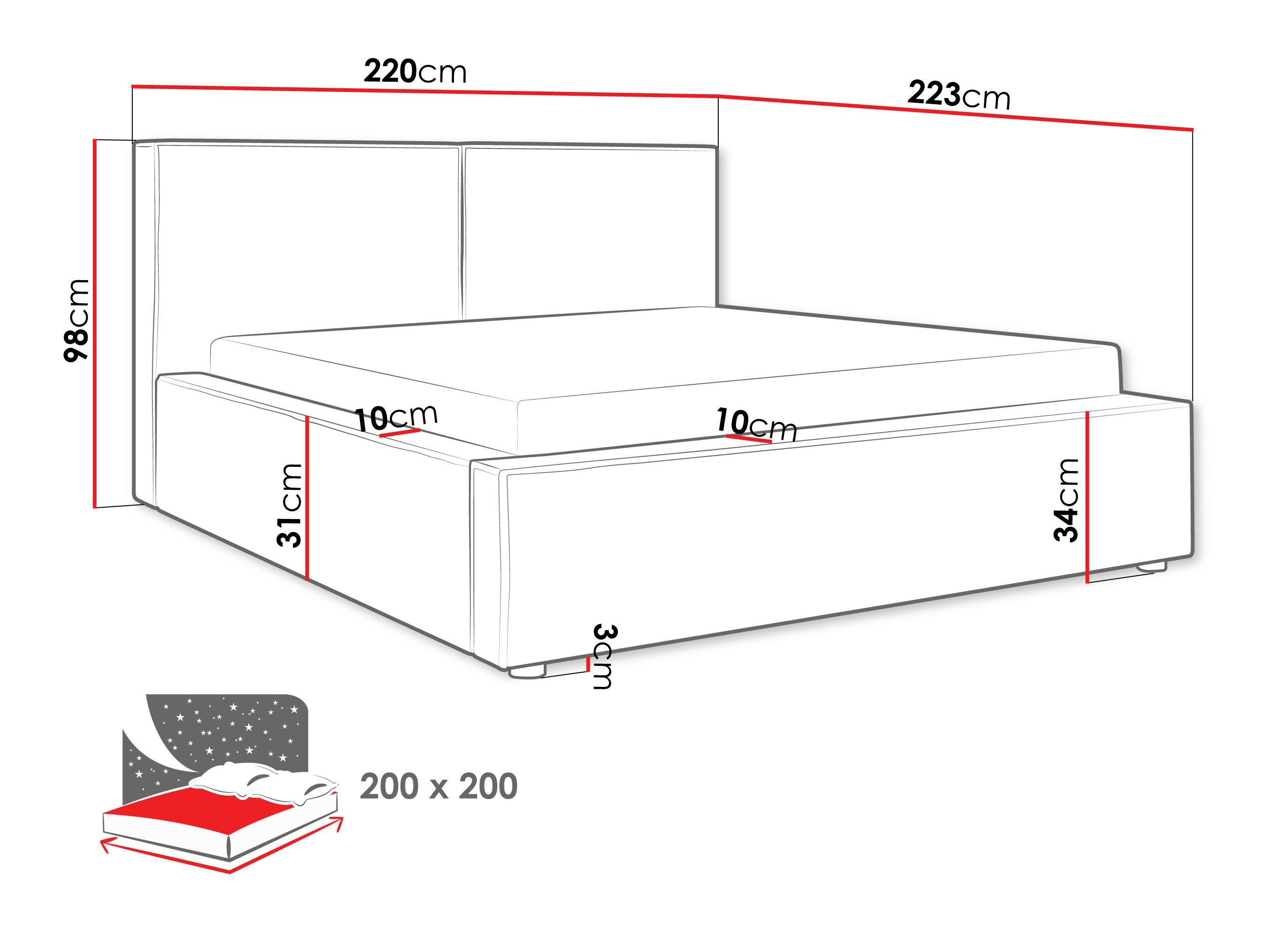 Voodi TrendyNest Pelagia (Coral 45)