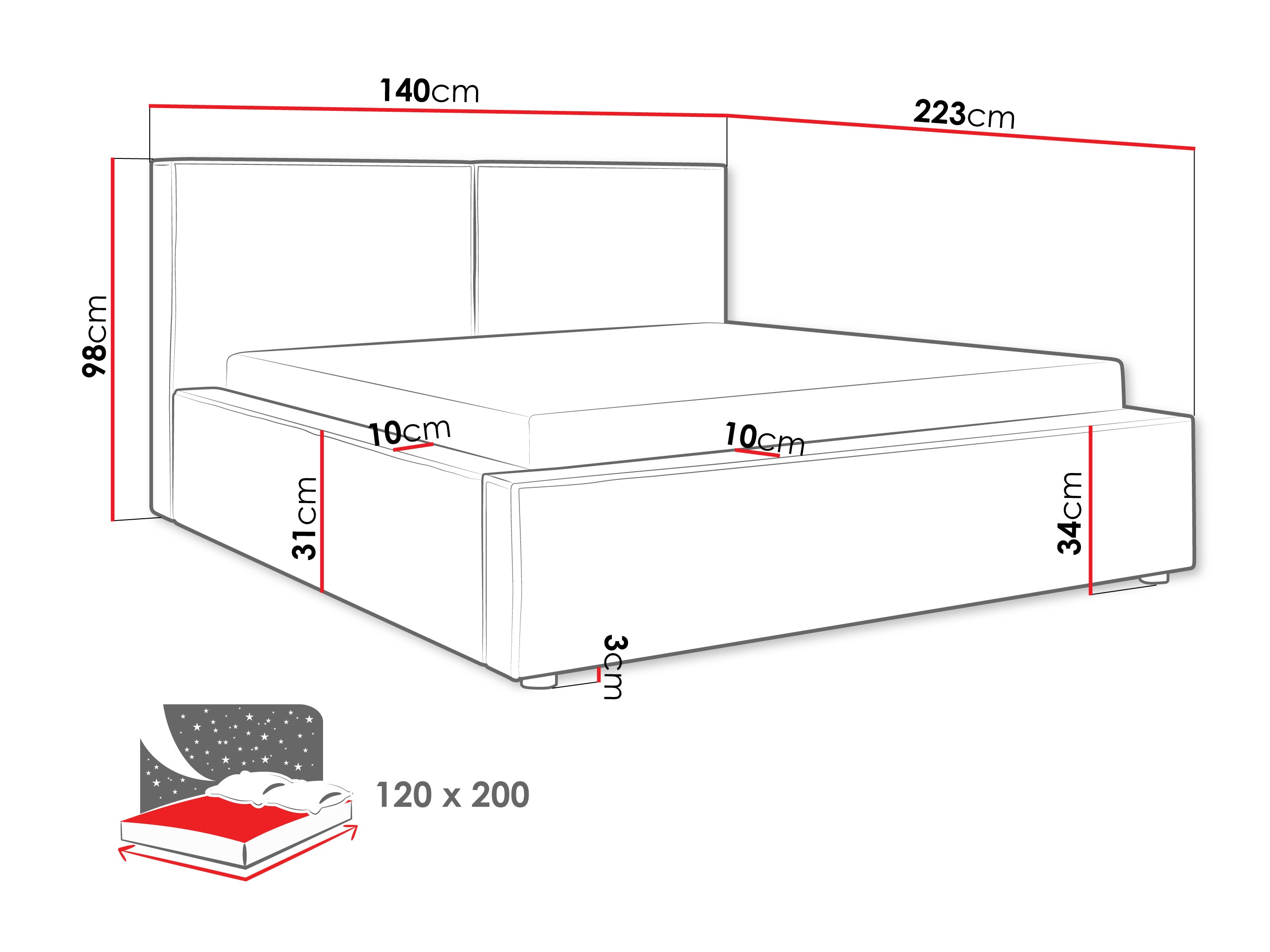 Voodi TrendyNest Pelagia (Coral 50)
