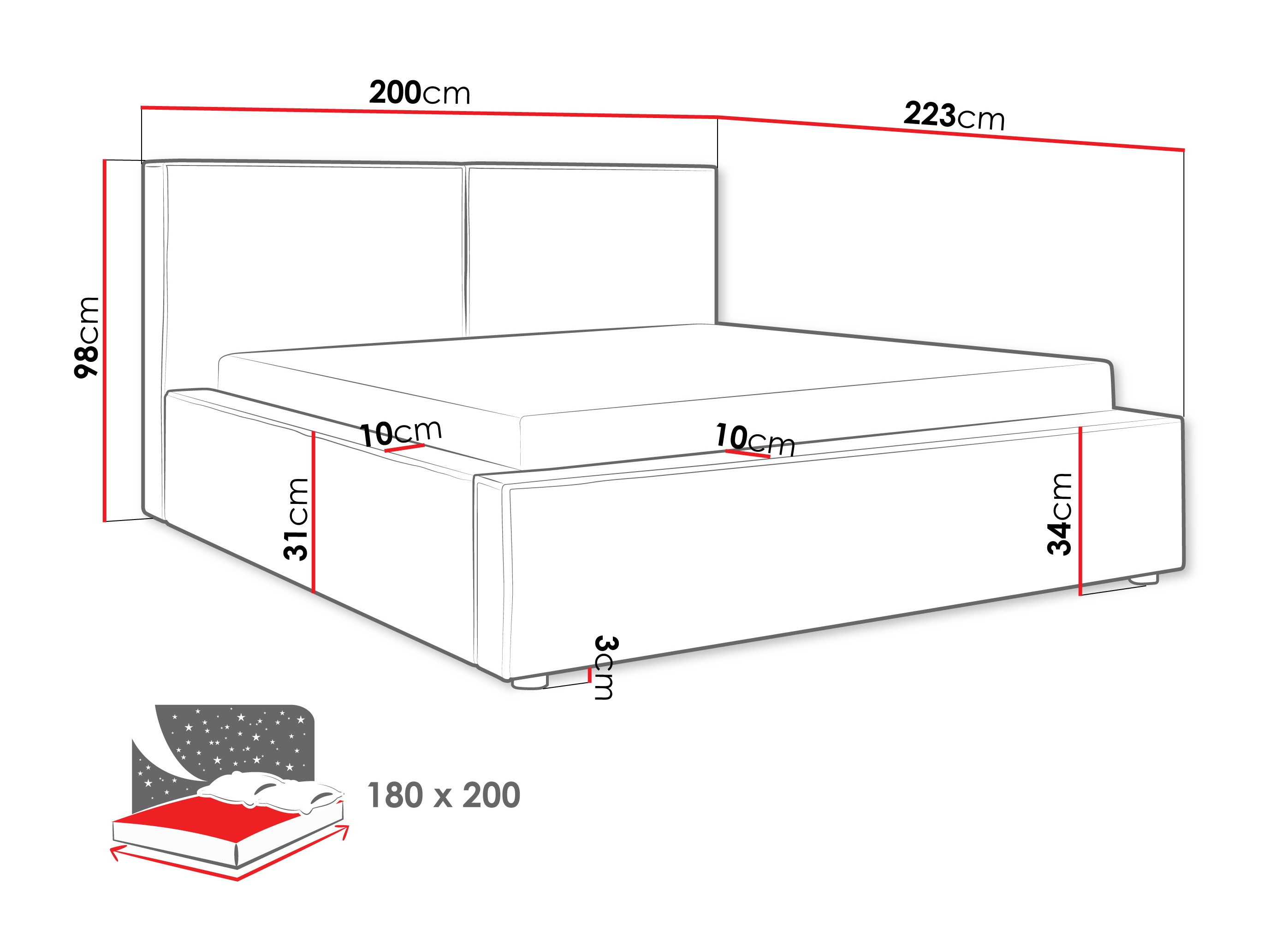 Voodi TrendyNest Pelagia (Coral 50)