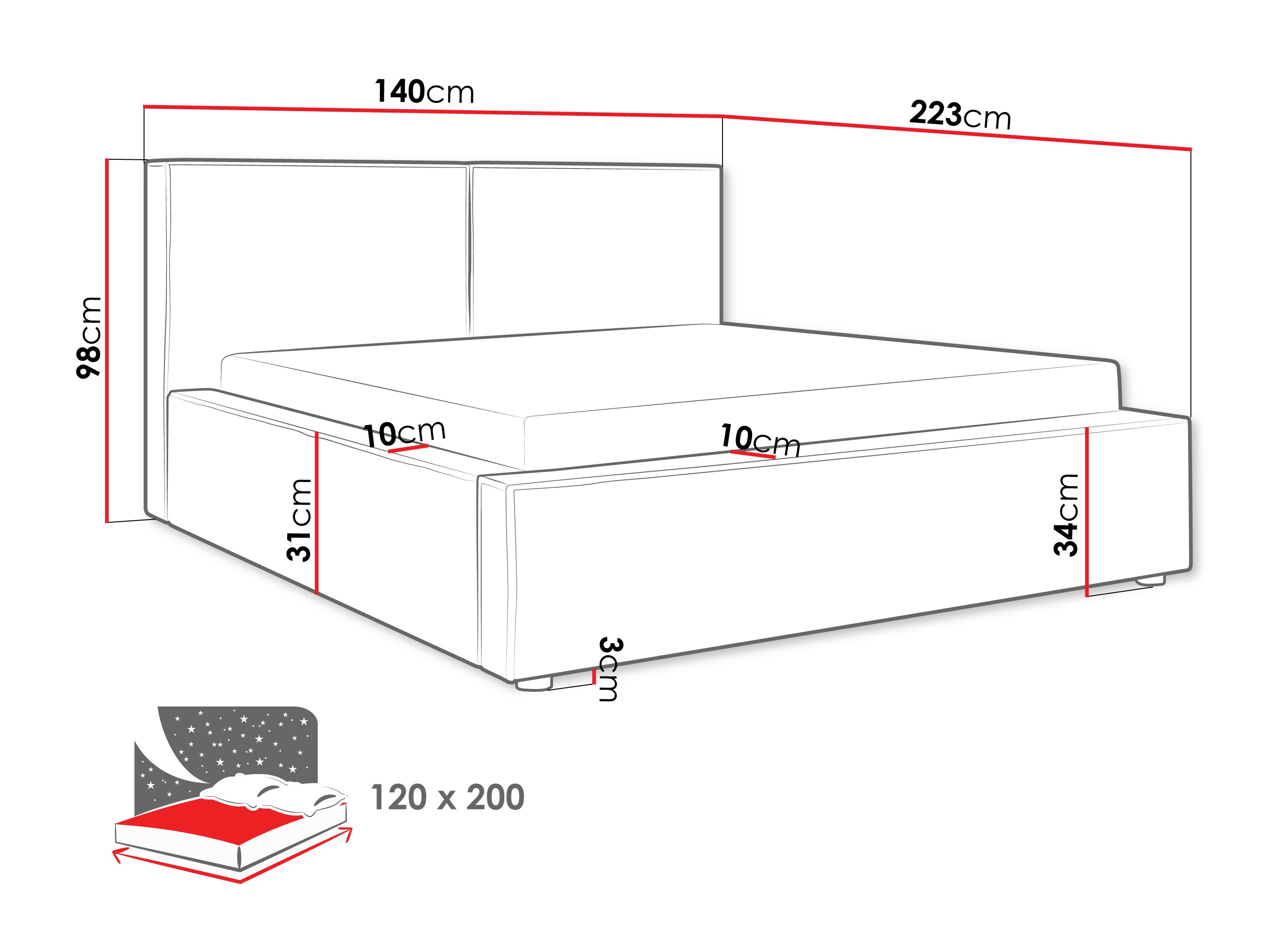 Voodi TrendyNest Pelagia (Coral 55)