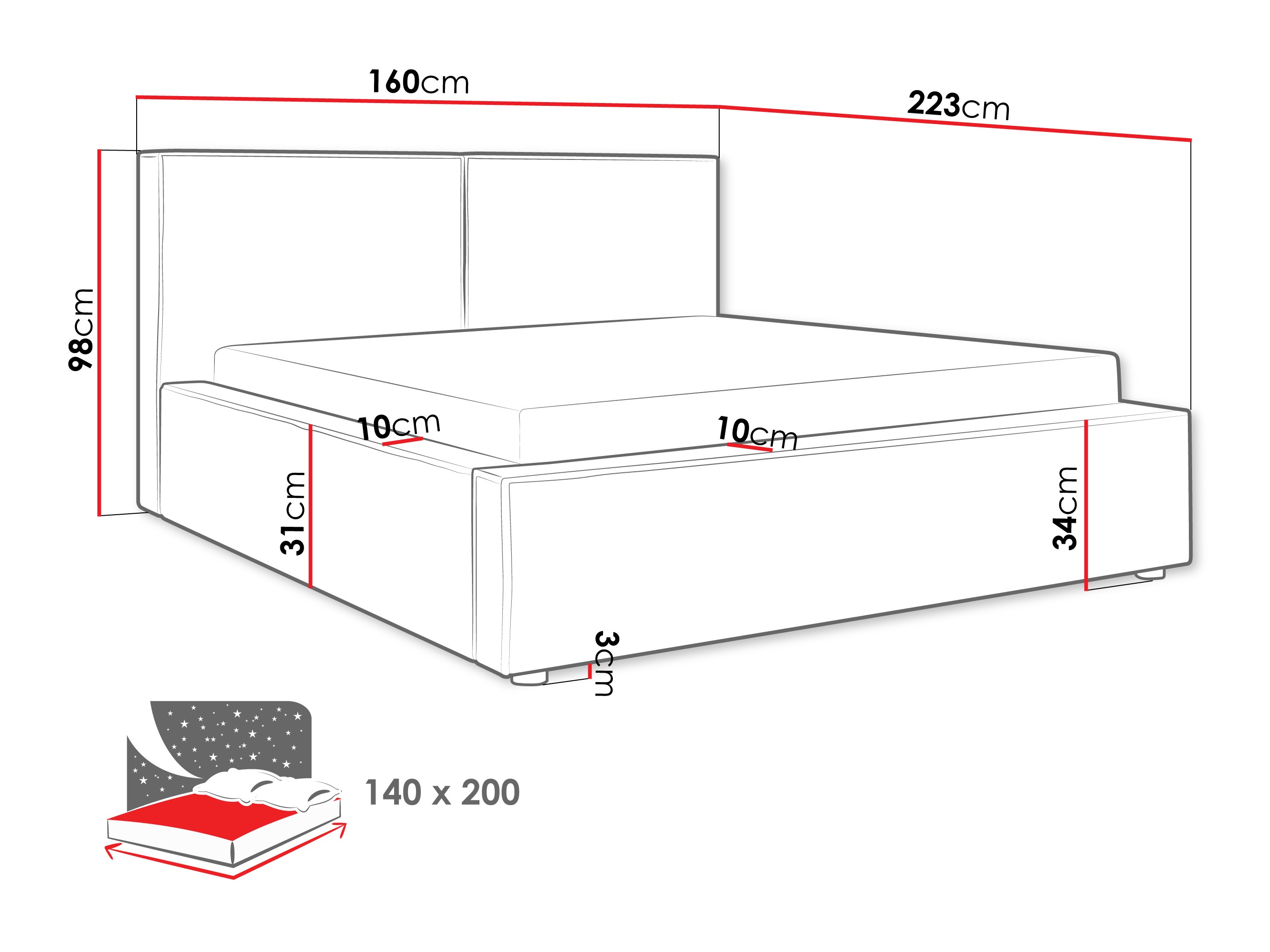 Voodi TrendyNest Pelagia (Coral 55)