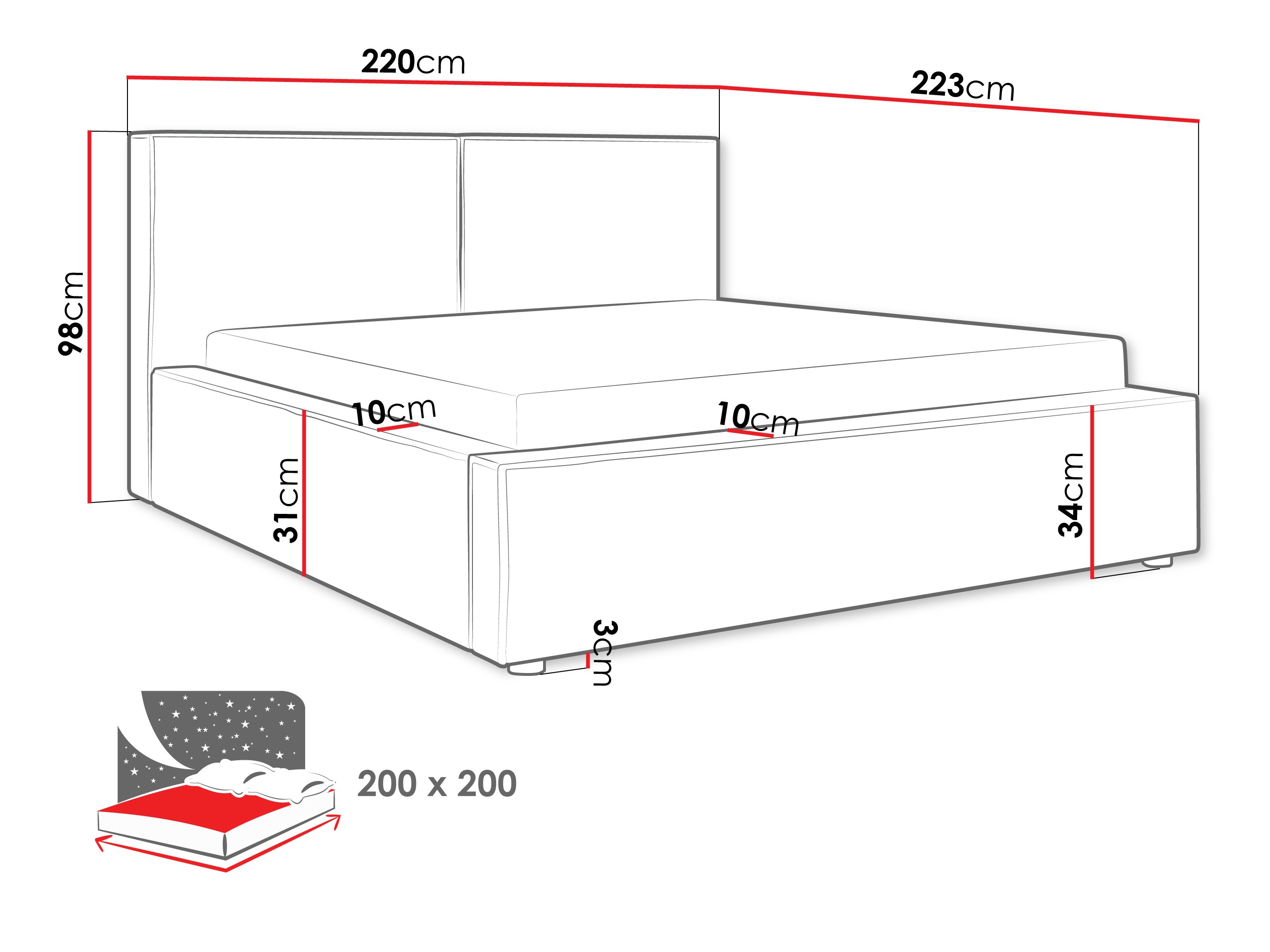 Voodi TrendyNest Pelagia (Coral 55)