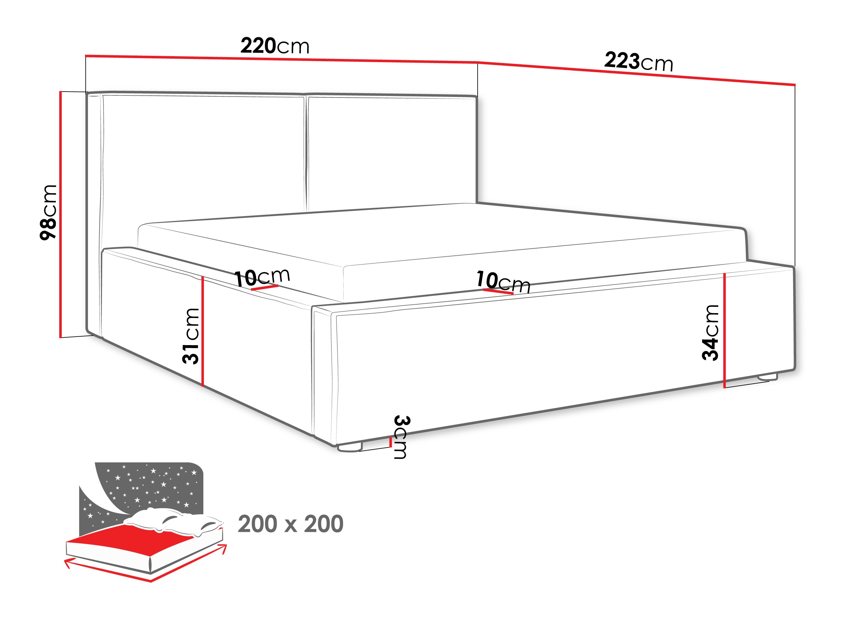 Voodi TrendyNest Pelagia (Coral 75)