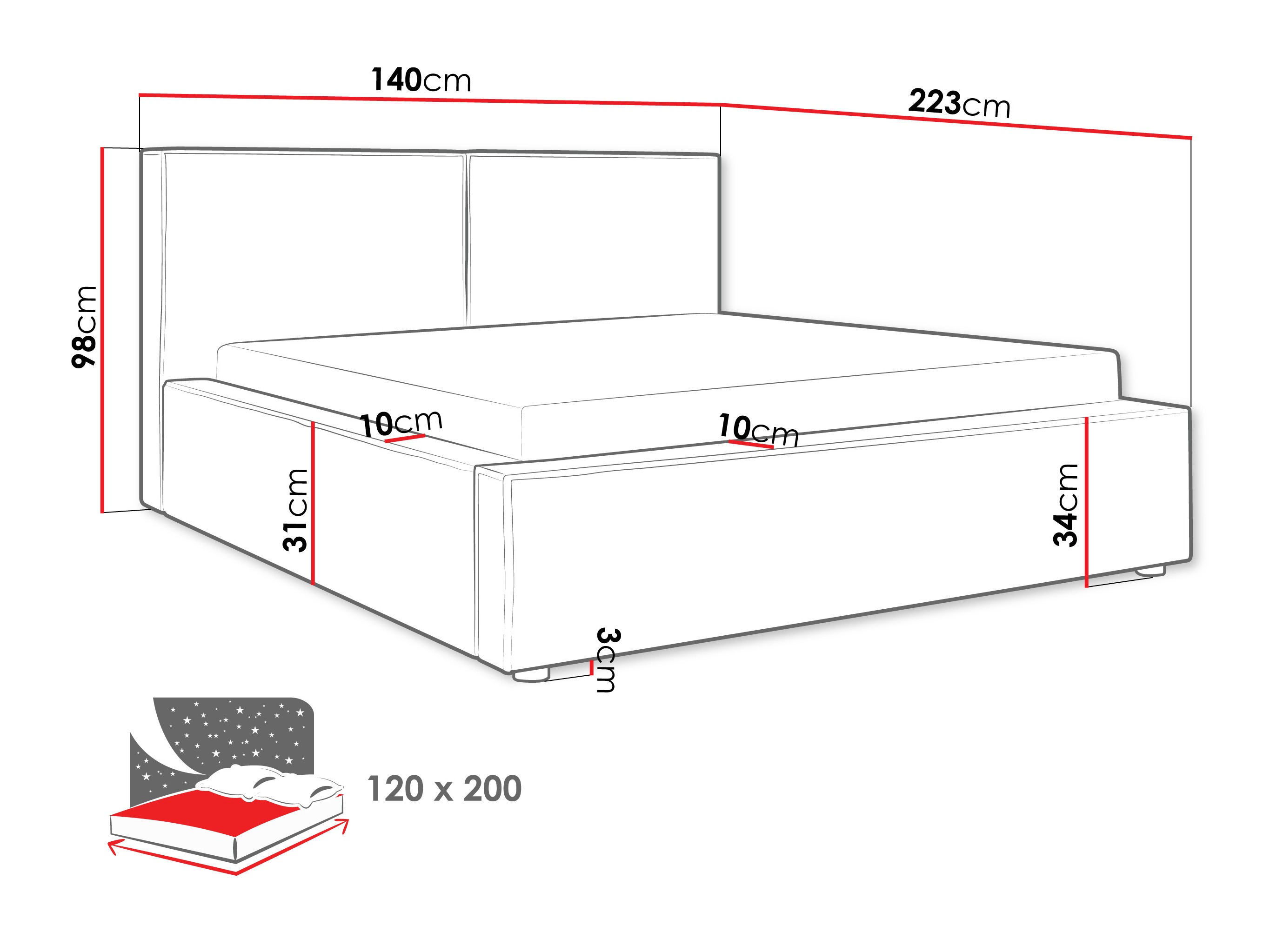 Voodi TrendyNest Pelagia (Coral 80)
