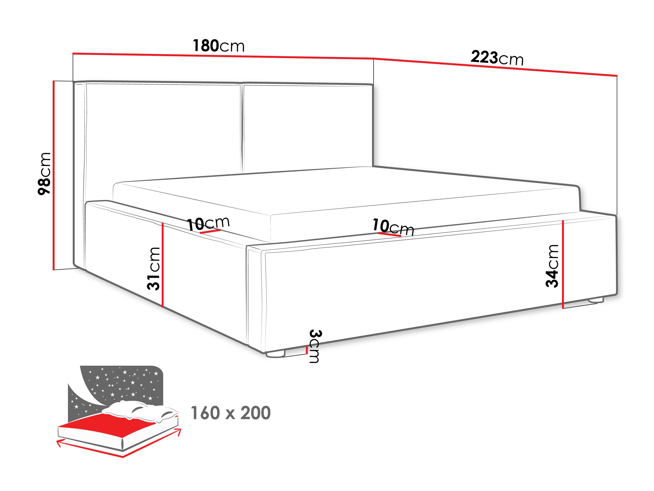 Voodi TrendyNest Pelagia (Coral 80)