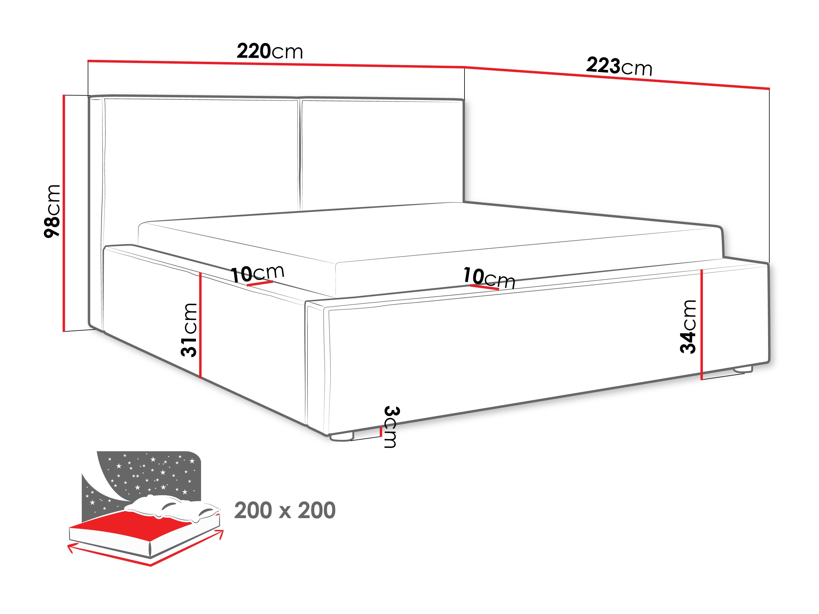 Voodi TrendyNest Pelagia (Coral 80)