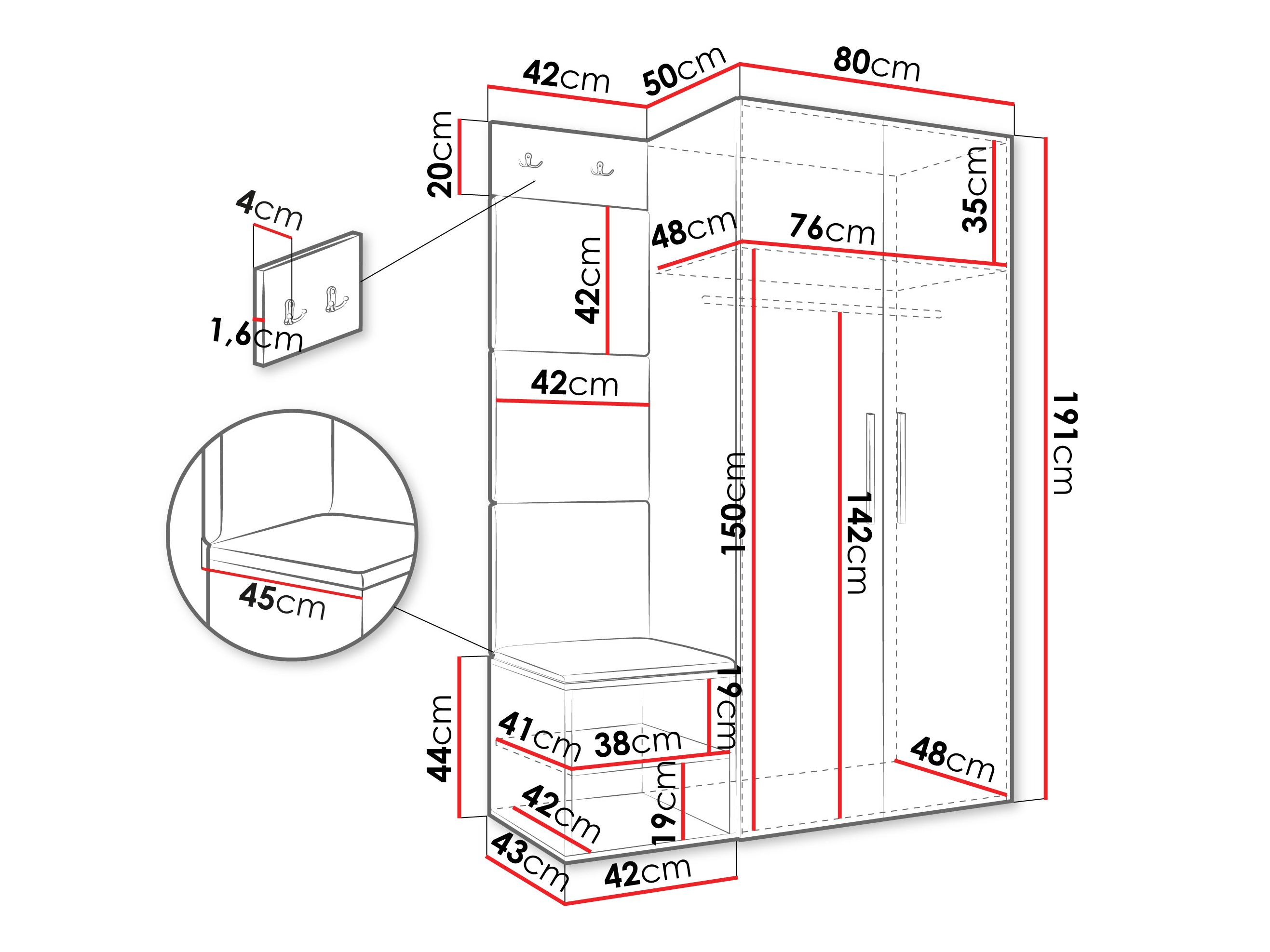 Esikukomplekt Hartford 523 (Valge)