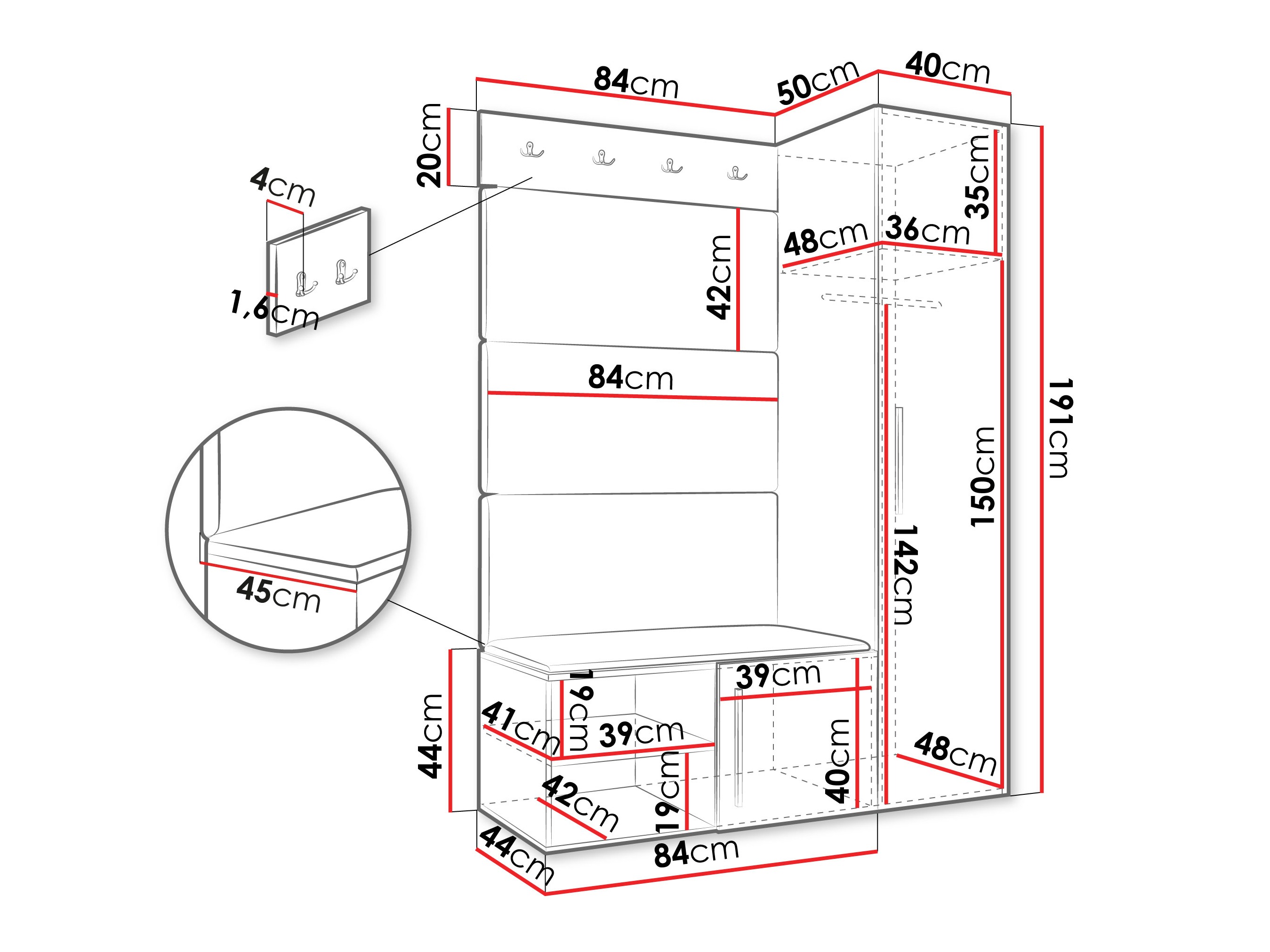 Esikukomplekt Hartford 525 (Valge)