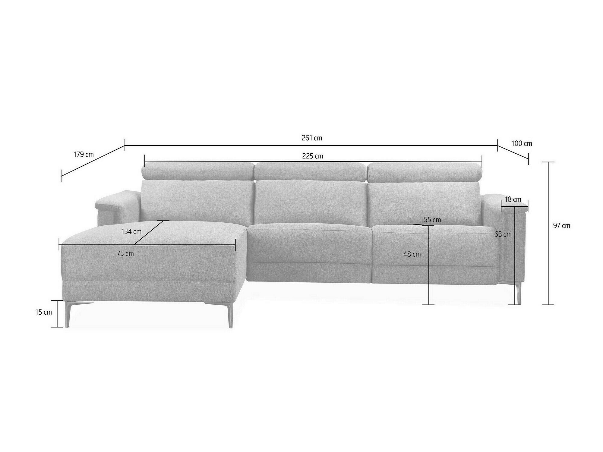 Pehme nurga recliner Denton 1500 (Pruun)