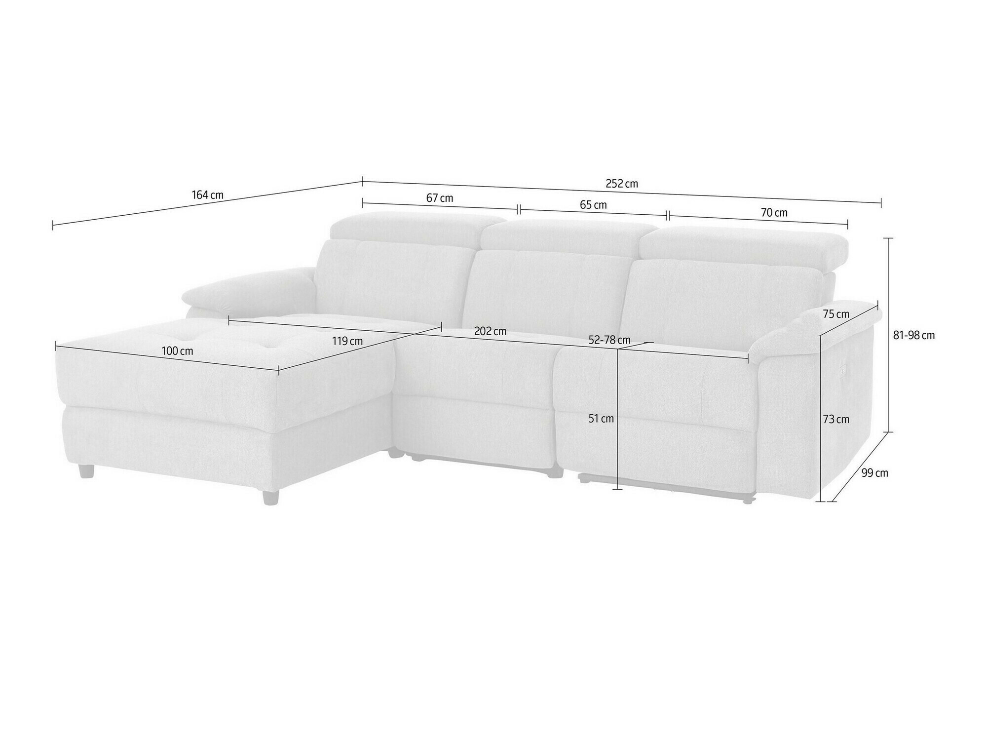 Pehme nurga recliner Denton 1503 (Antratsiit)