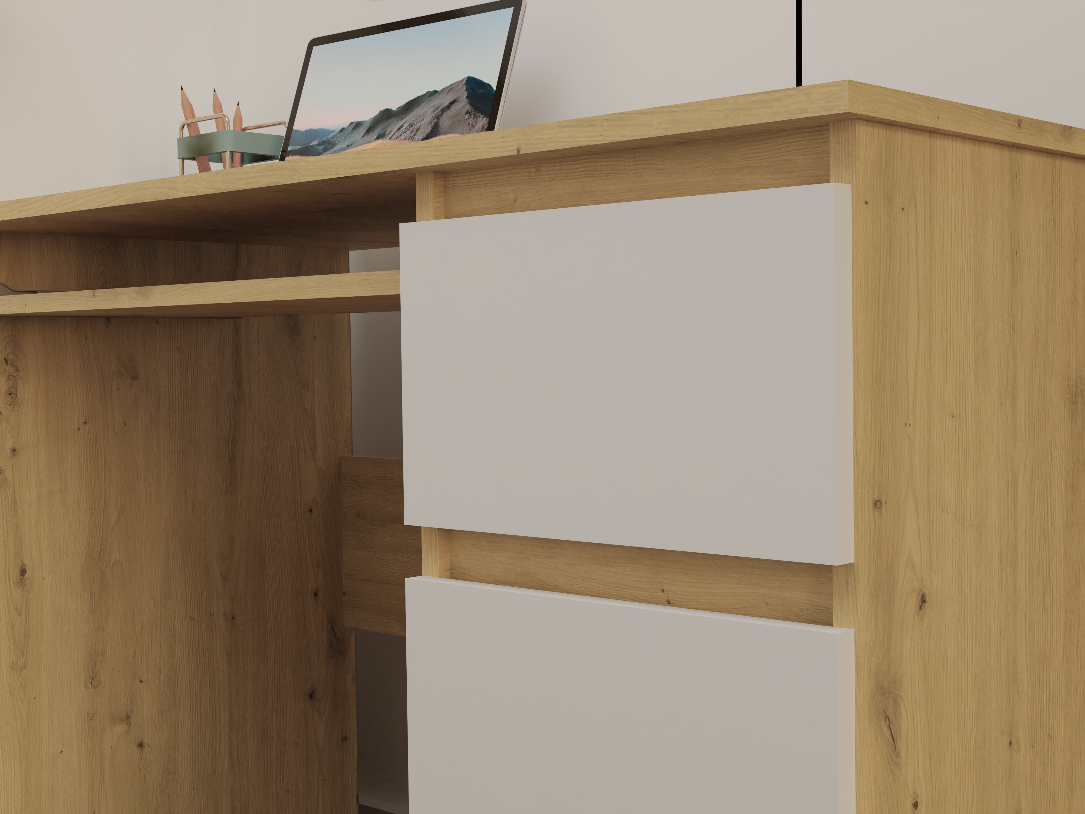 Kirjutuslaud Mandeville 178 (Artisan tamm + Valge)