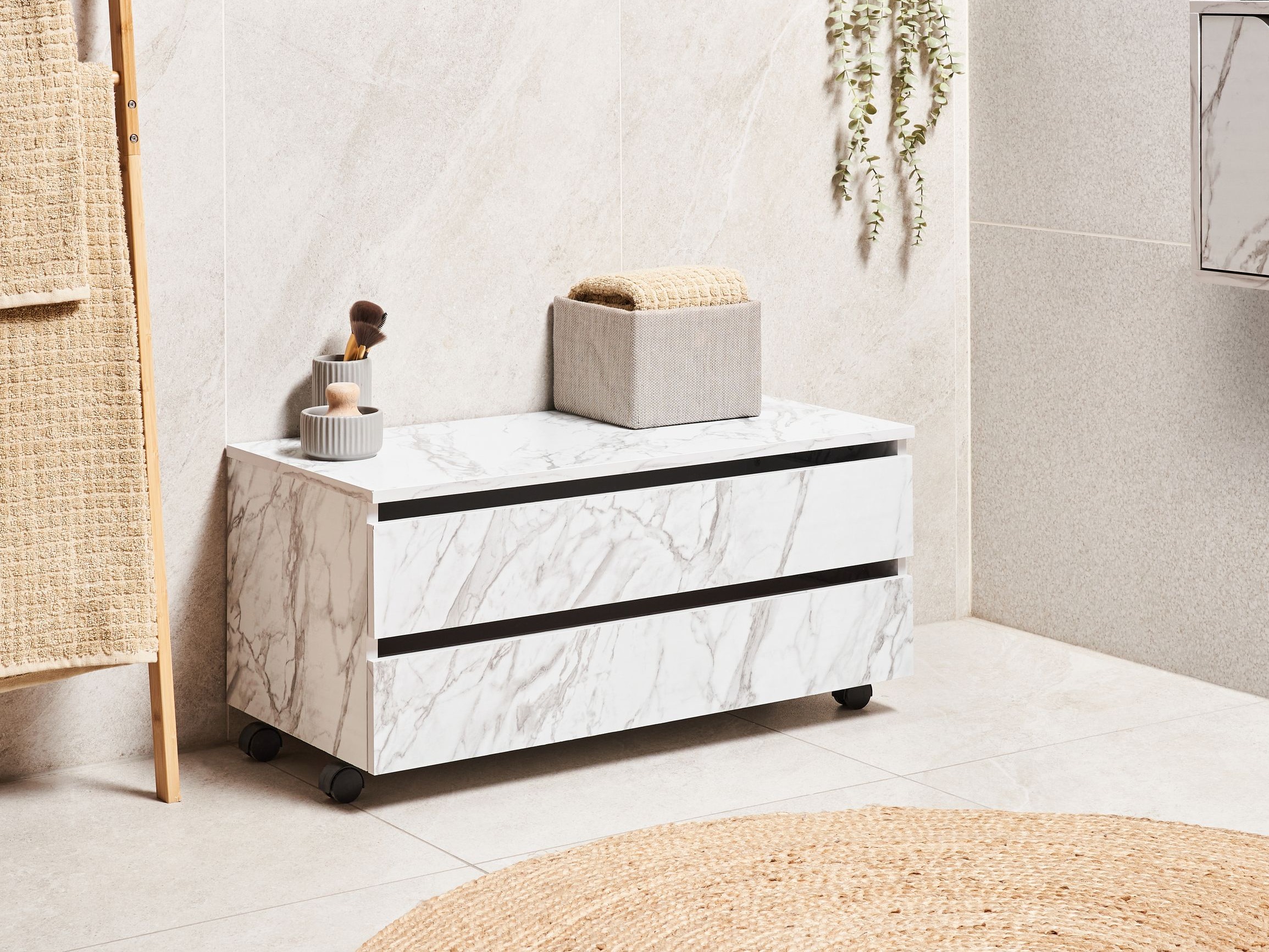 Vannitoa põrandakapp Berwyn 2755 (Valge marmor)