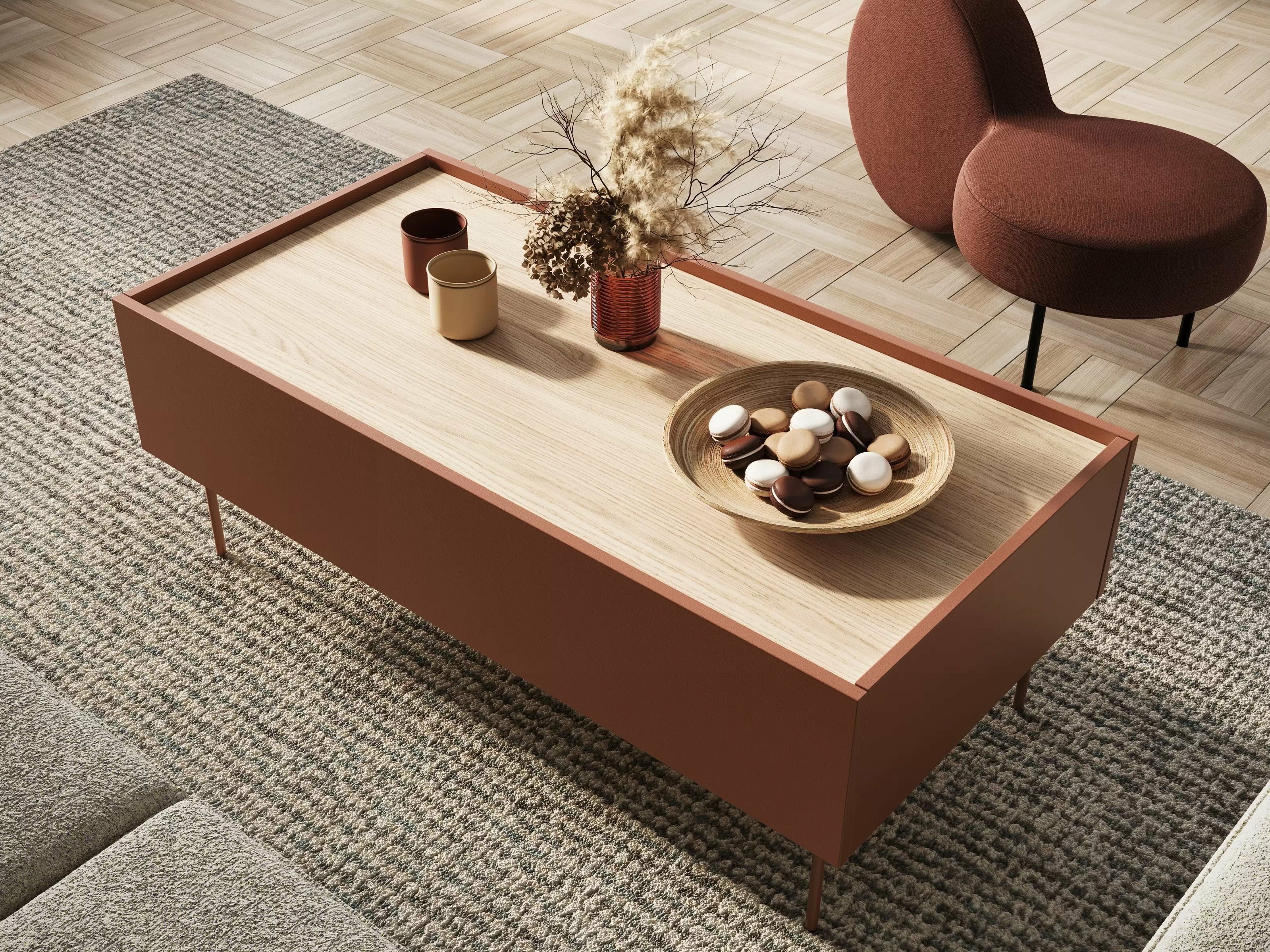 Diivanilaud Tivdala 108 (Tamm + Matt punane)