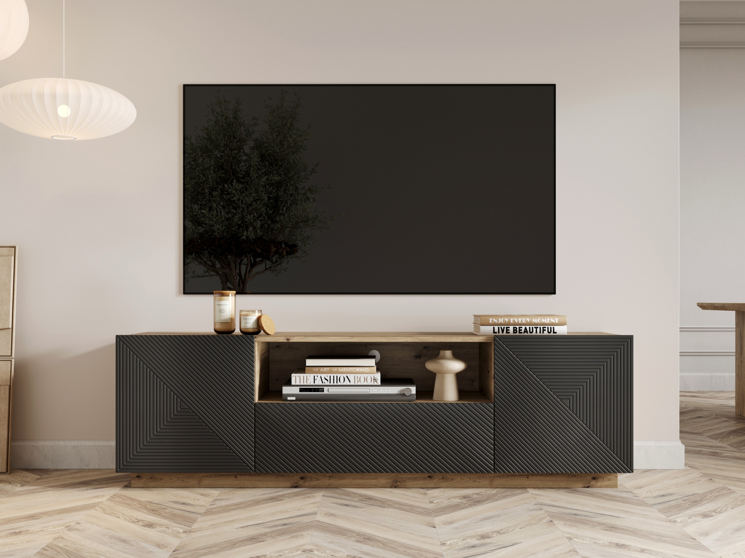 TV-alus Dortivi 100 (Artisan tamm + Matt hall)