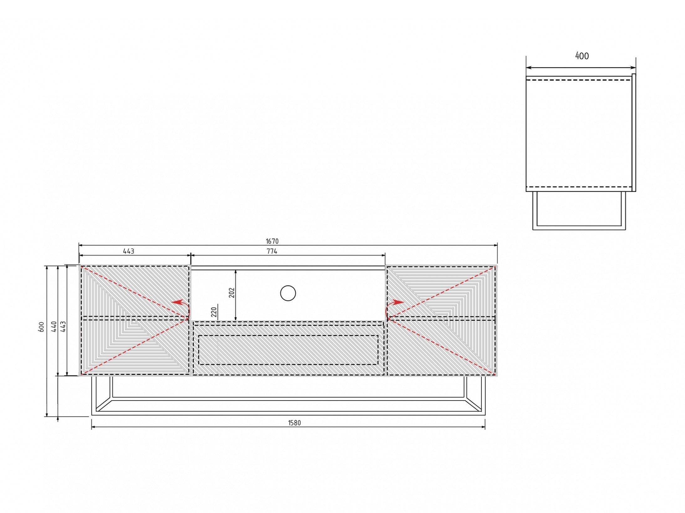TV-alus Dortivi 102 (Kašmiir + Must)