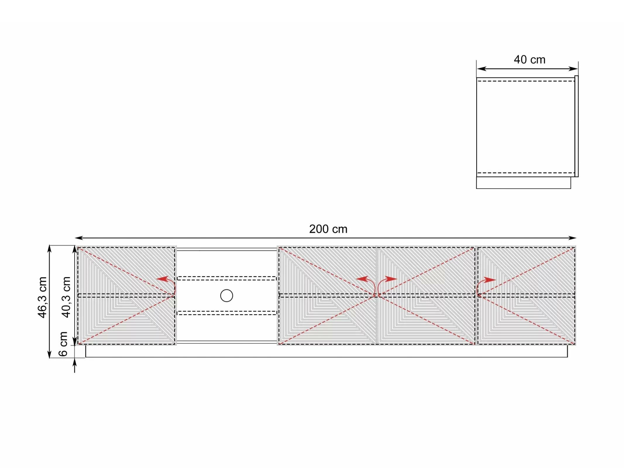 TV-alus Dortivi 104 (Artisan tamm + Matt hall)