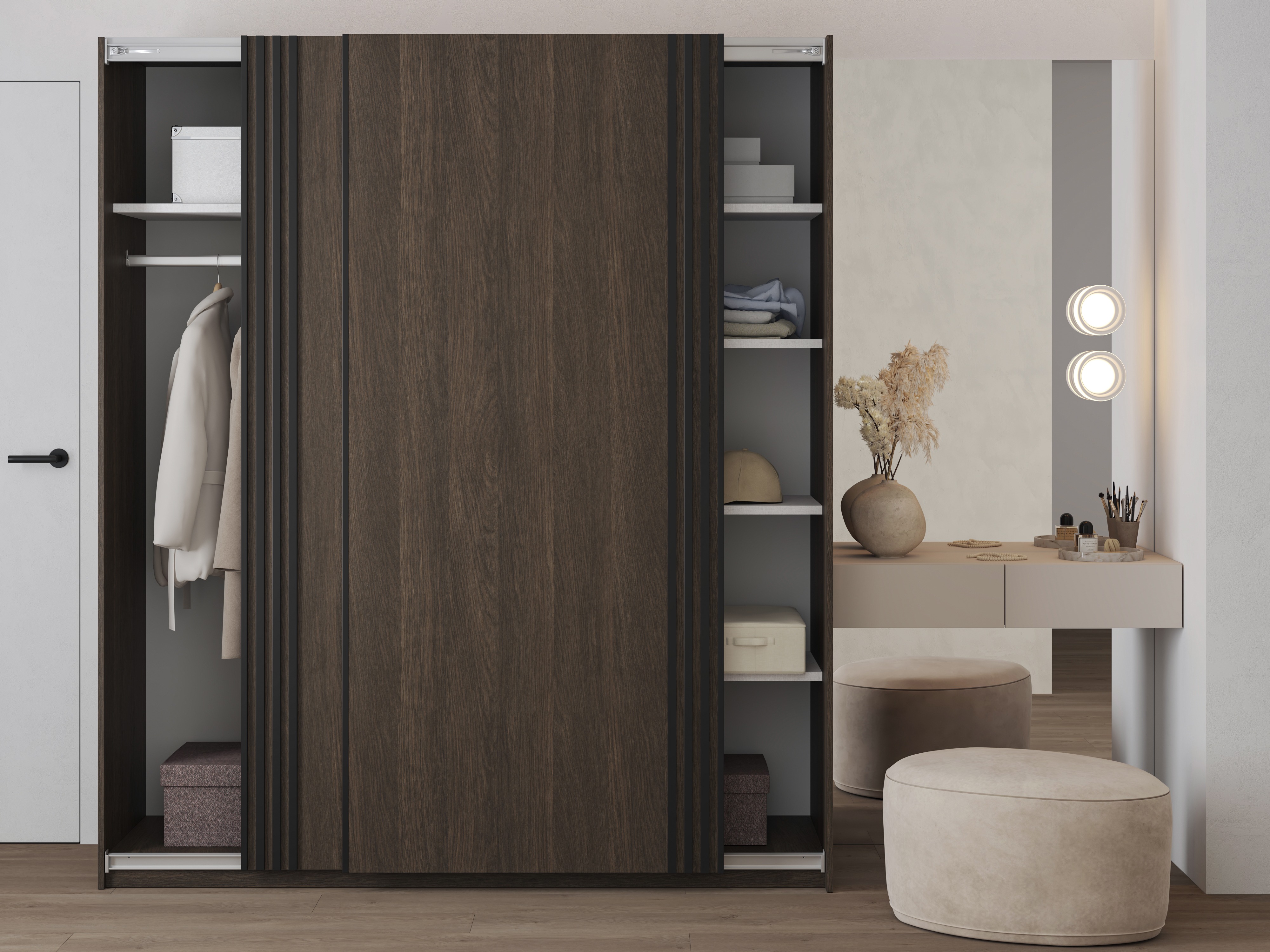 Riidekapp Austin 372 (Tume tamm + Must)